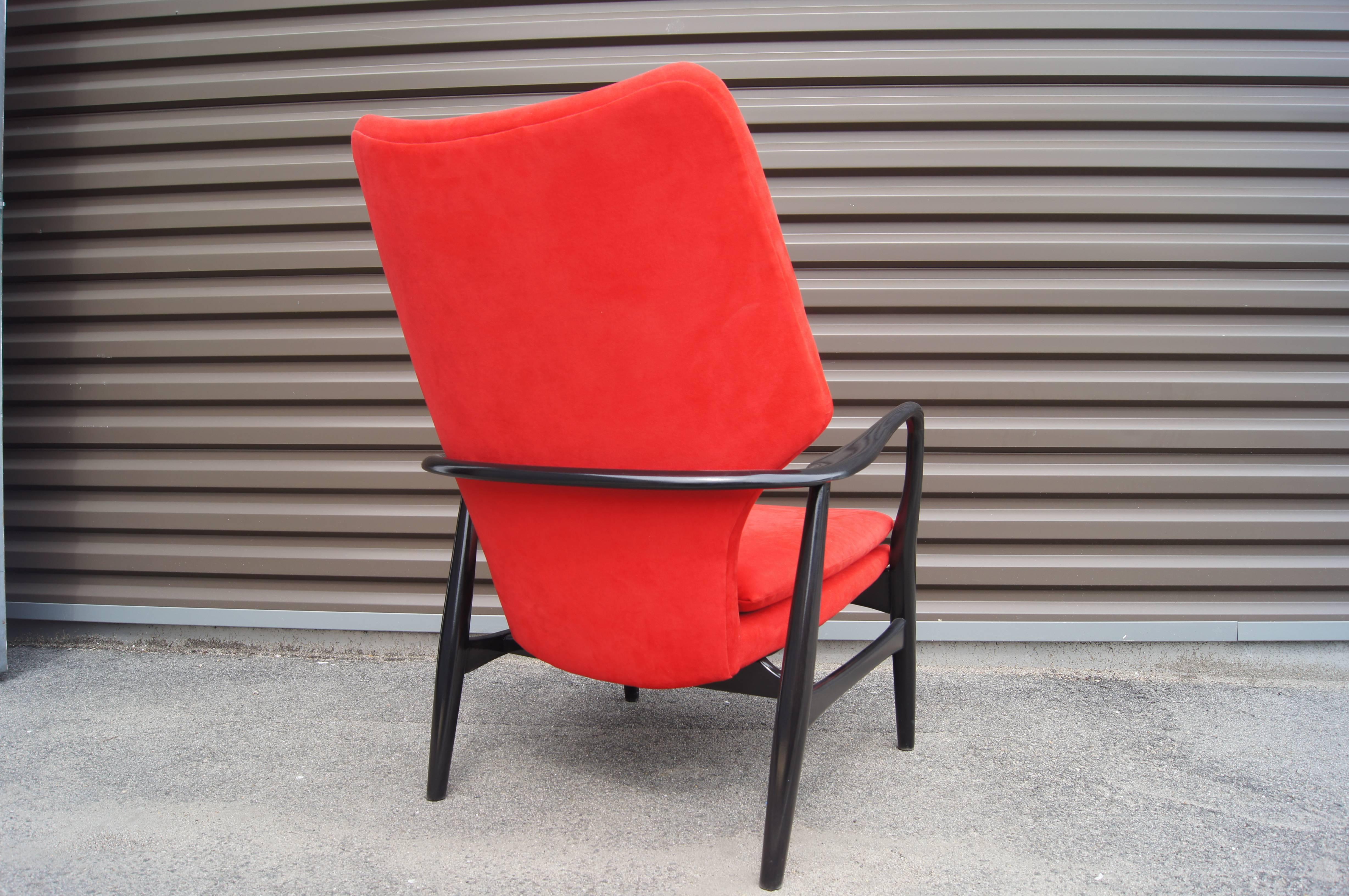 Ebonized High Back Karen Lounge Chair by Aksel Bender Madsen for Bovenkamp In Good Condition For Sale In Dorchester, MA