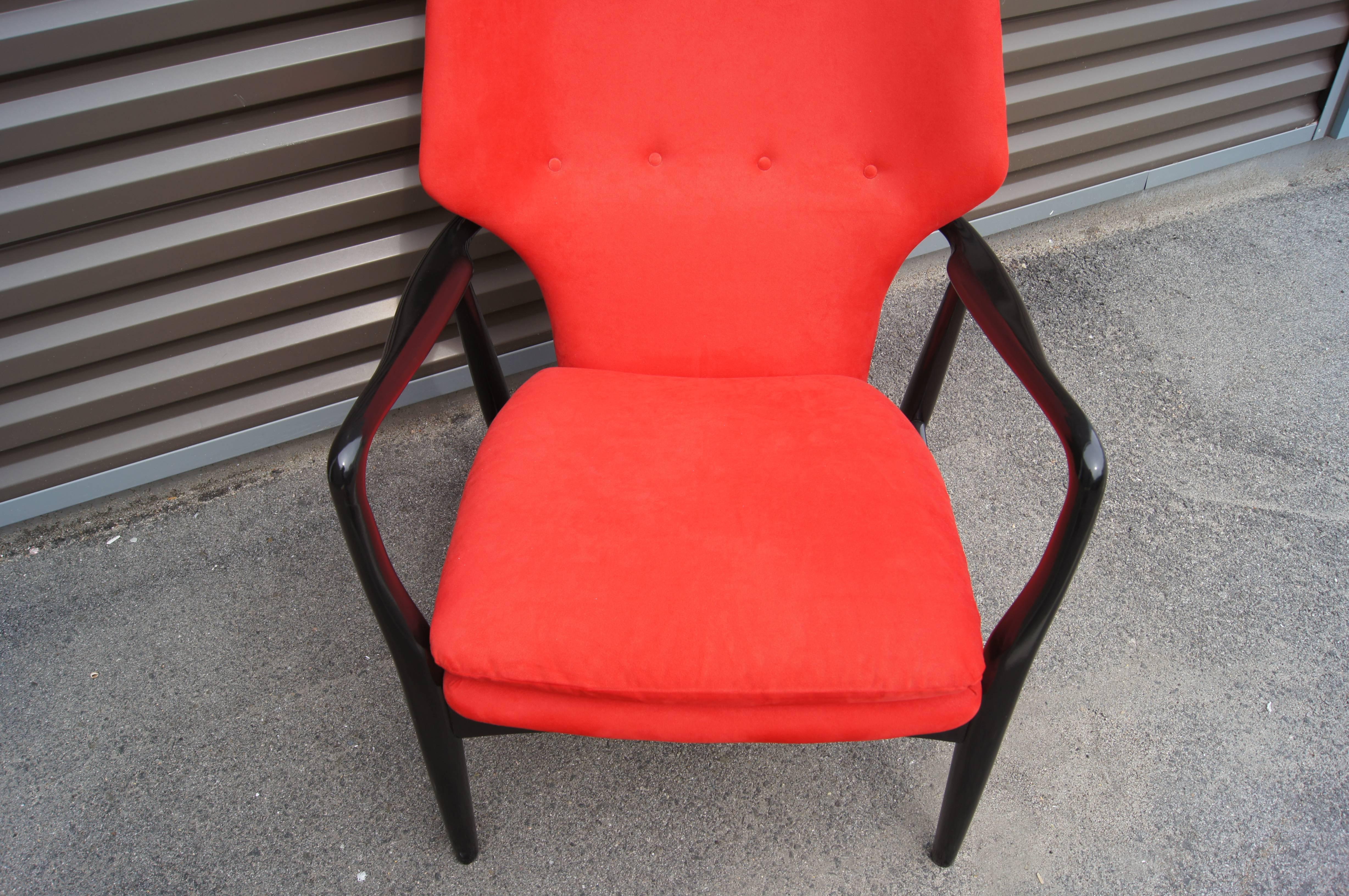 Mid-20th Century Ebonized High Back Karen Lounge Chair by Aksel Bender Madsen for Bovenkamp For Sale