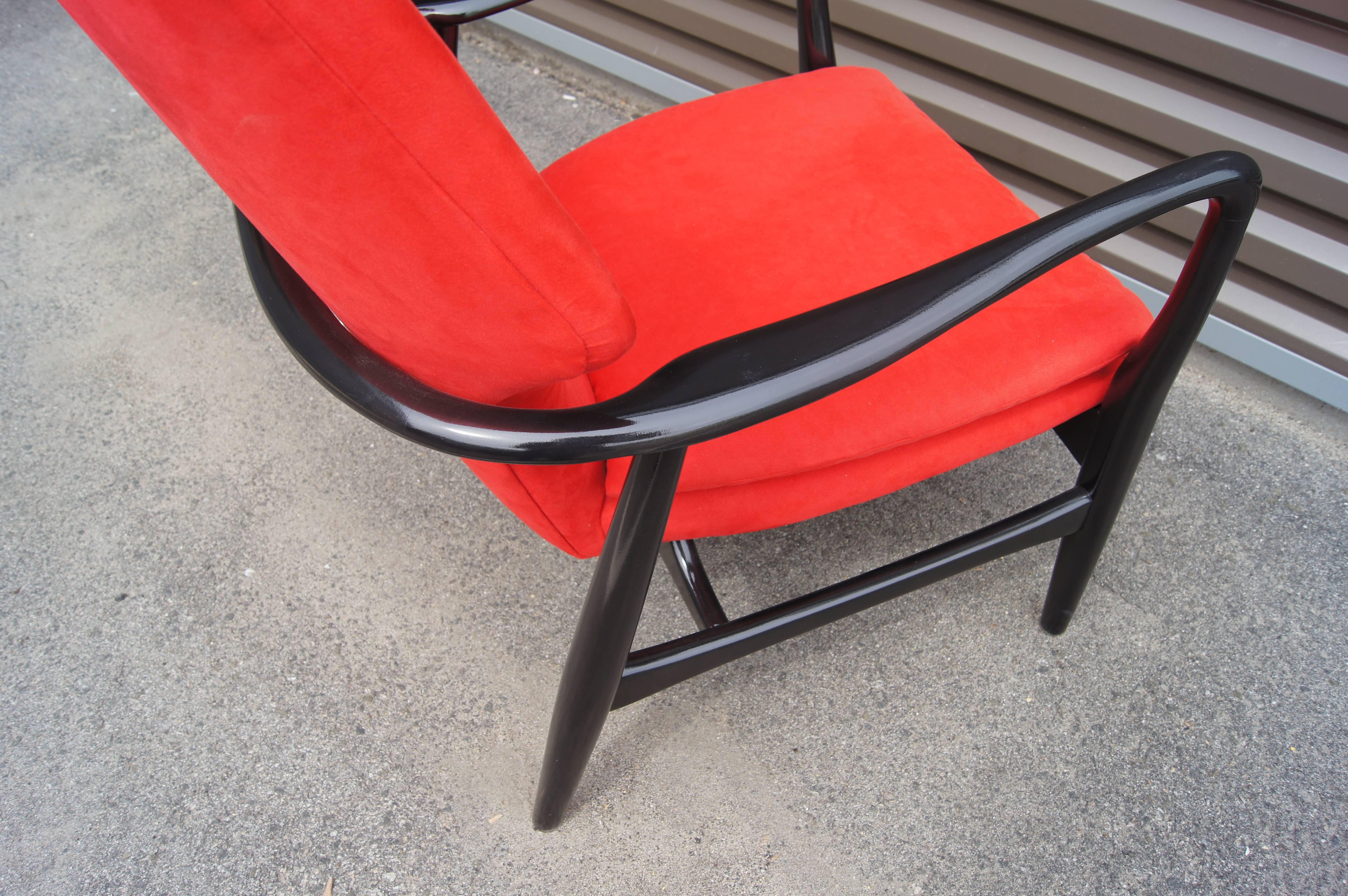 Upholstery Ebonized High Back Karen Lounge Chair by Aksel Bender Madsen for Bovenkamp For Sale