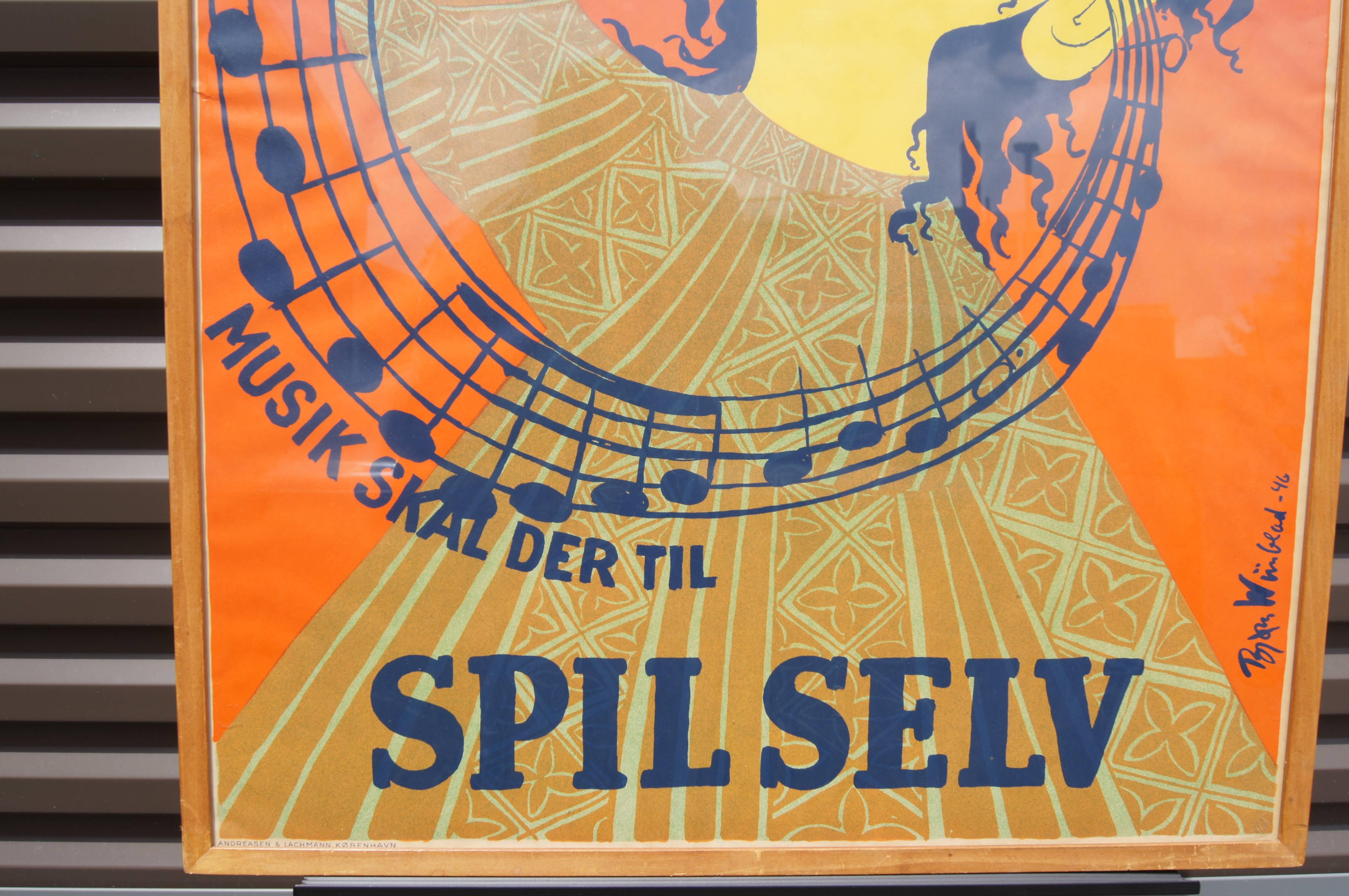 Scandinavian Modern Bjørn Wiinblad, Spil Sev, Silkscreen Poster, 1946