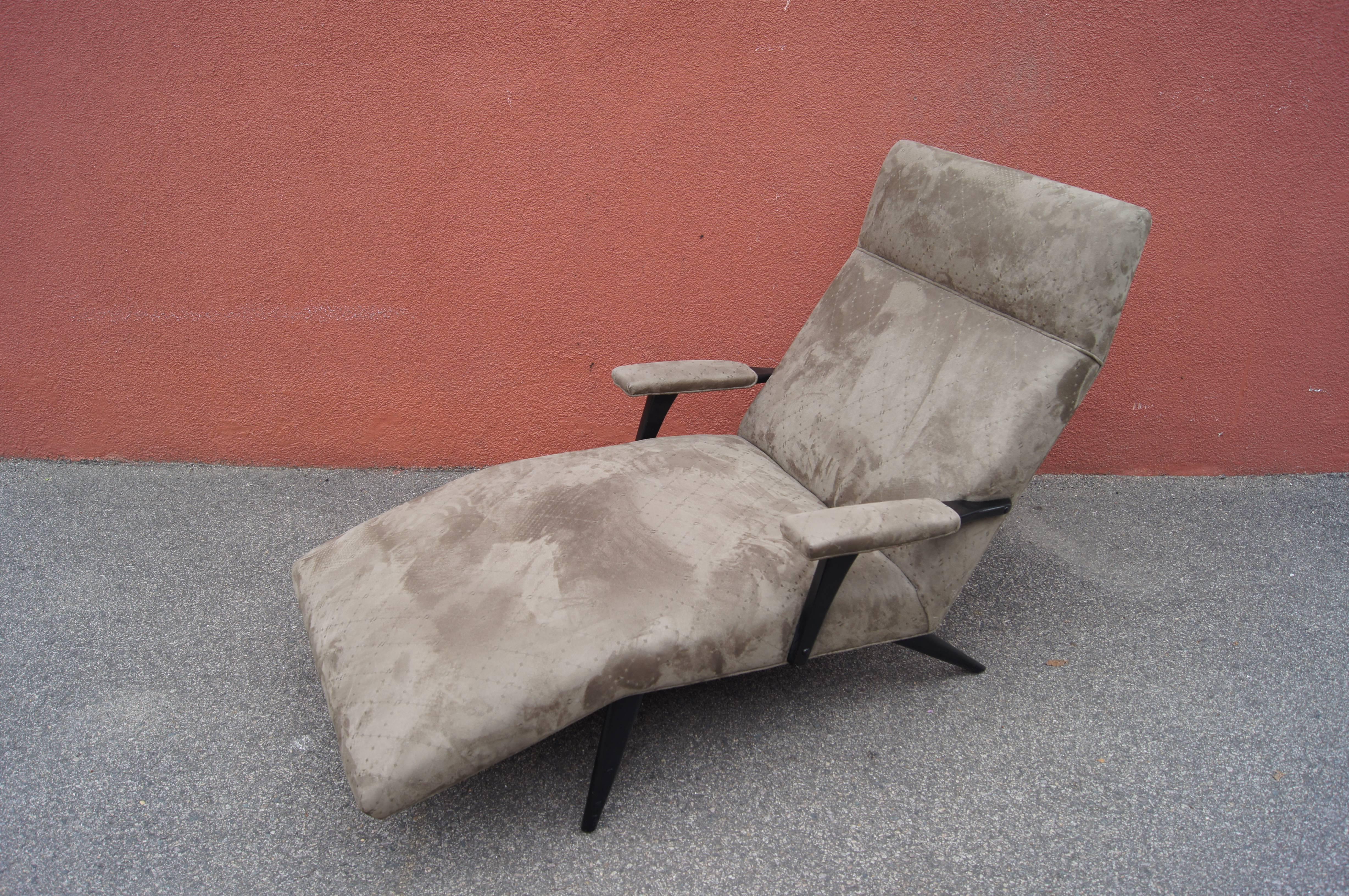Mid-Century American Chaise Longue in Microsuede (amerikanisch)