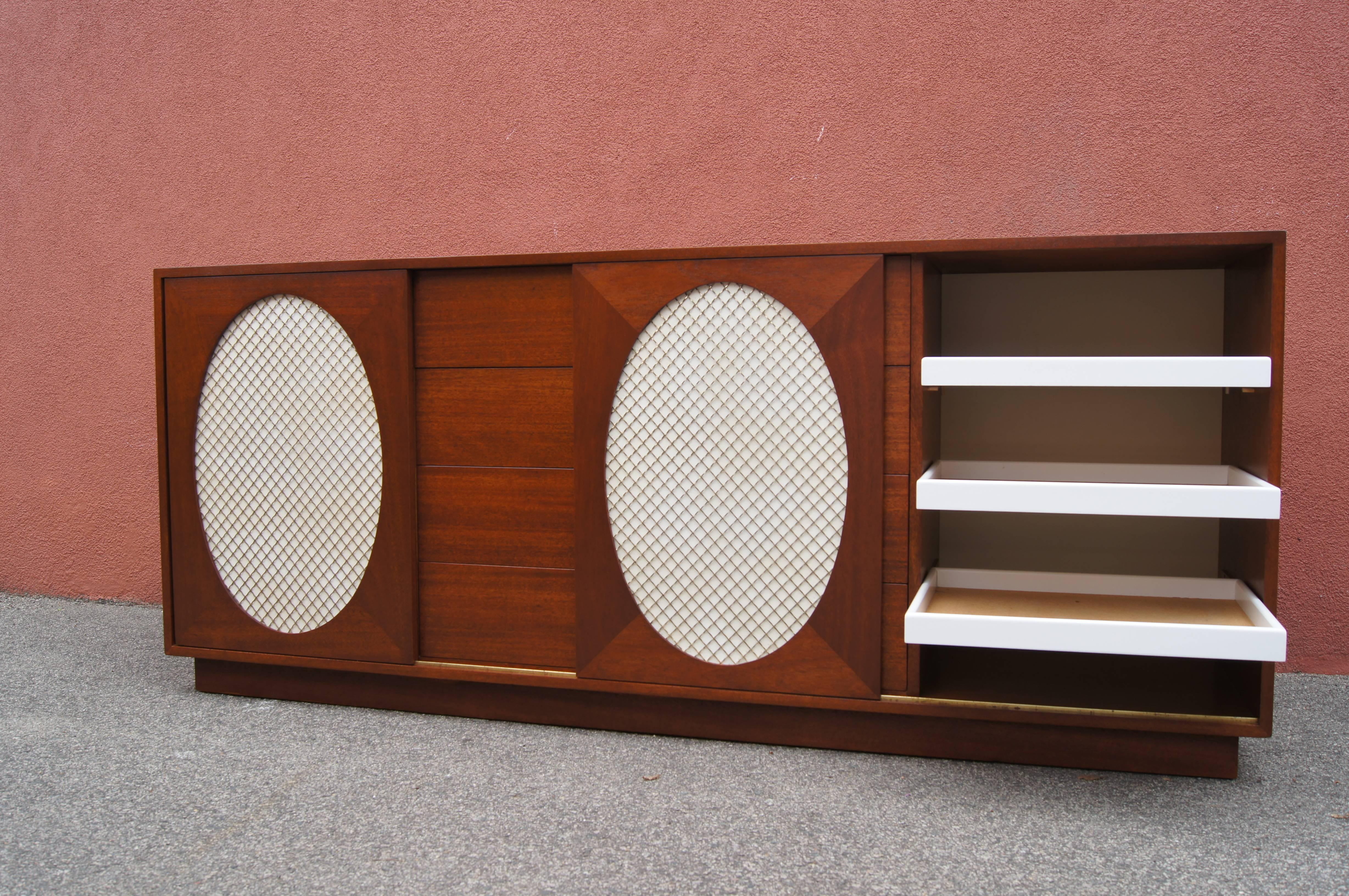 Mid-Century Modern Mahogany and Lacquer Sideboard by Harvey Probber For Sale