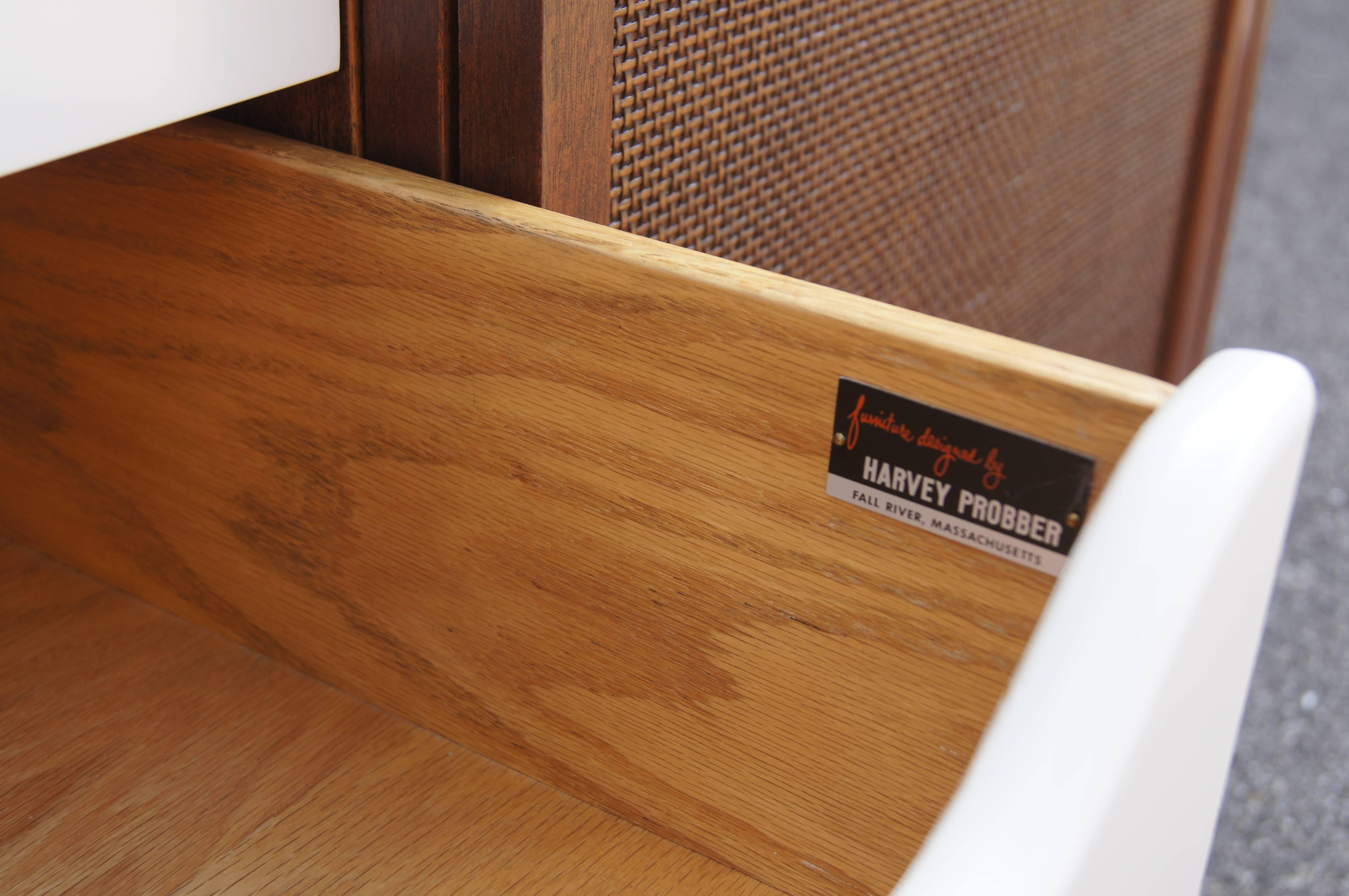 Small Mahogany Cabinet with Cane Doors by Harvey Probber In Good Condition For Sale In Dorchester, MA