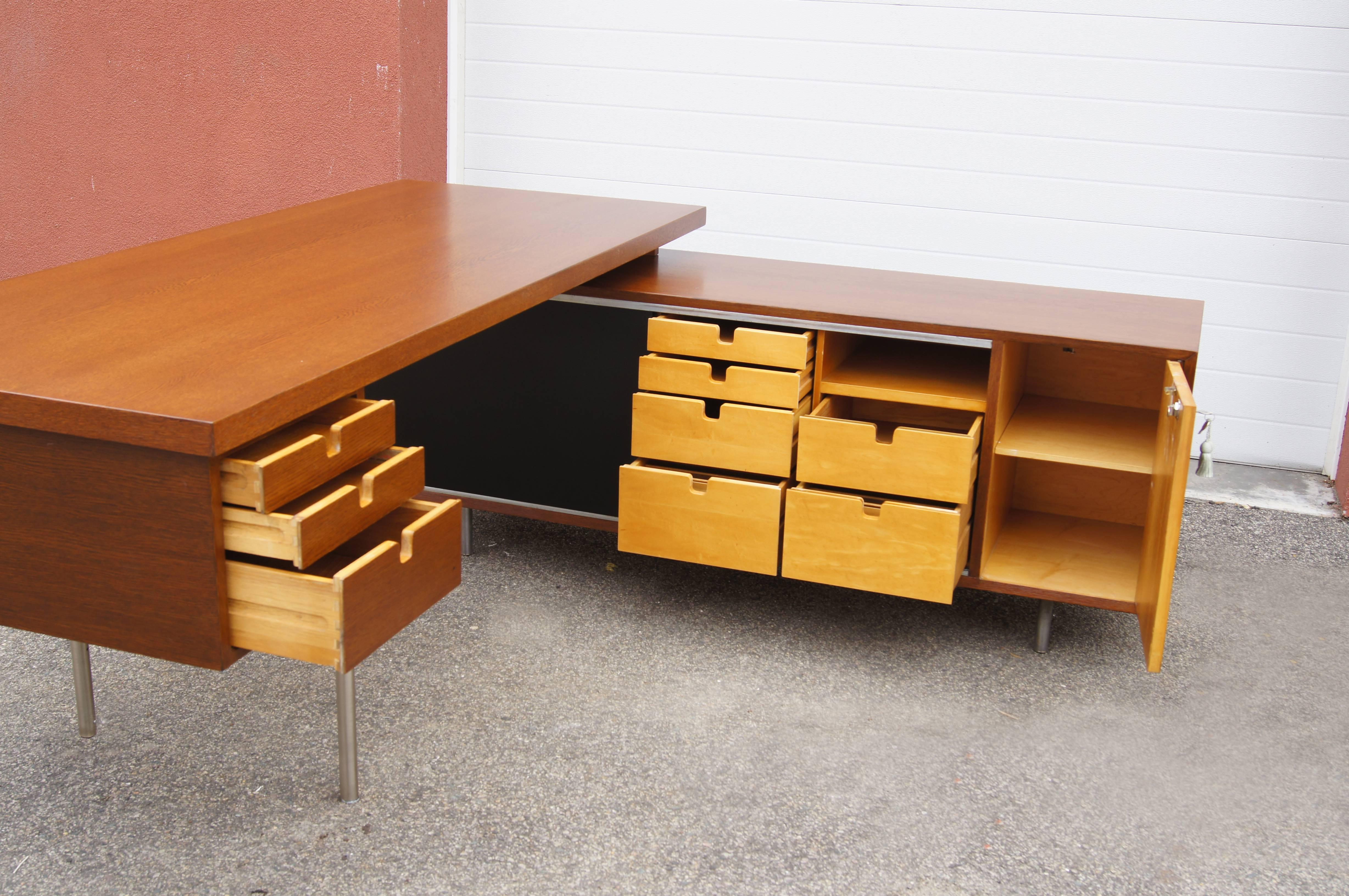 Mid-Century Modern Walnut EOG Desk with Storage Unit by George Nelson for Herman Miller