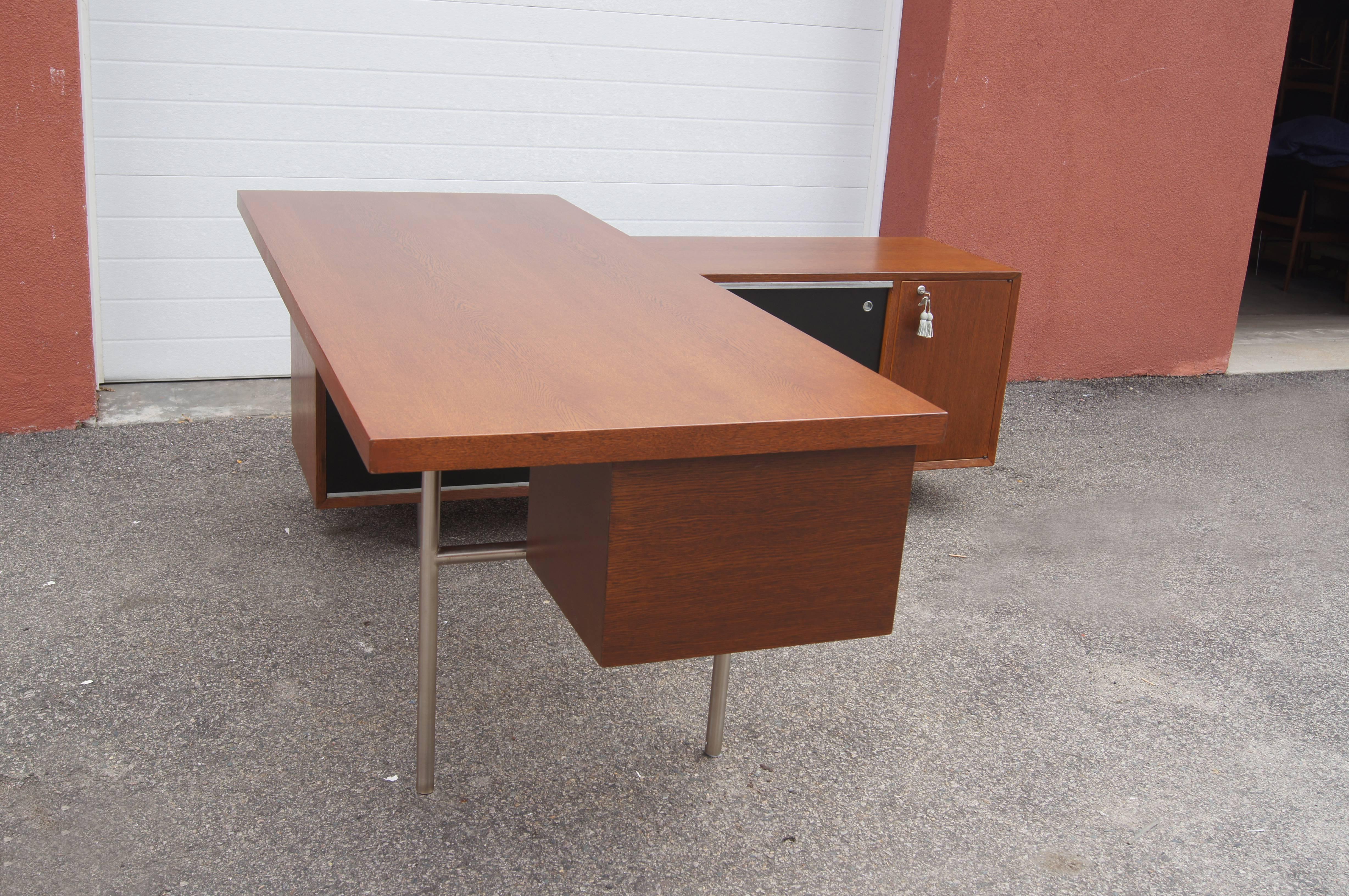 Metal Walnut EOG Desk with Storage Unit by George Nelson for Herman Miller
