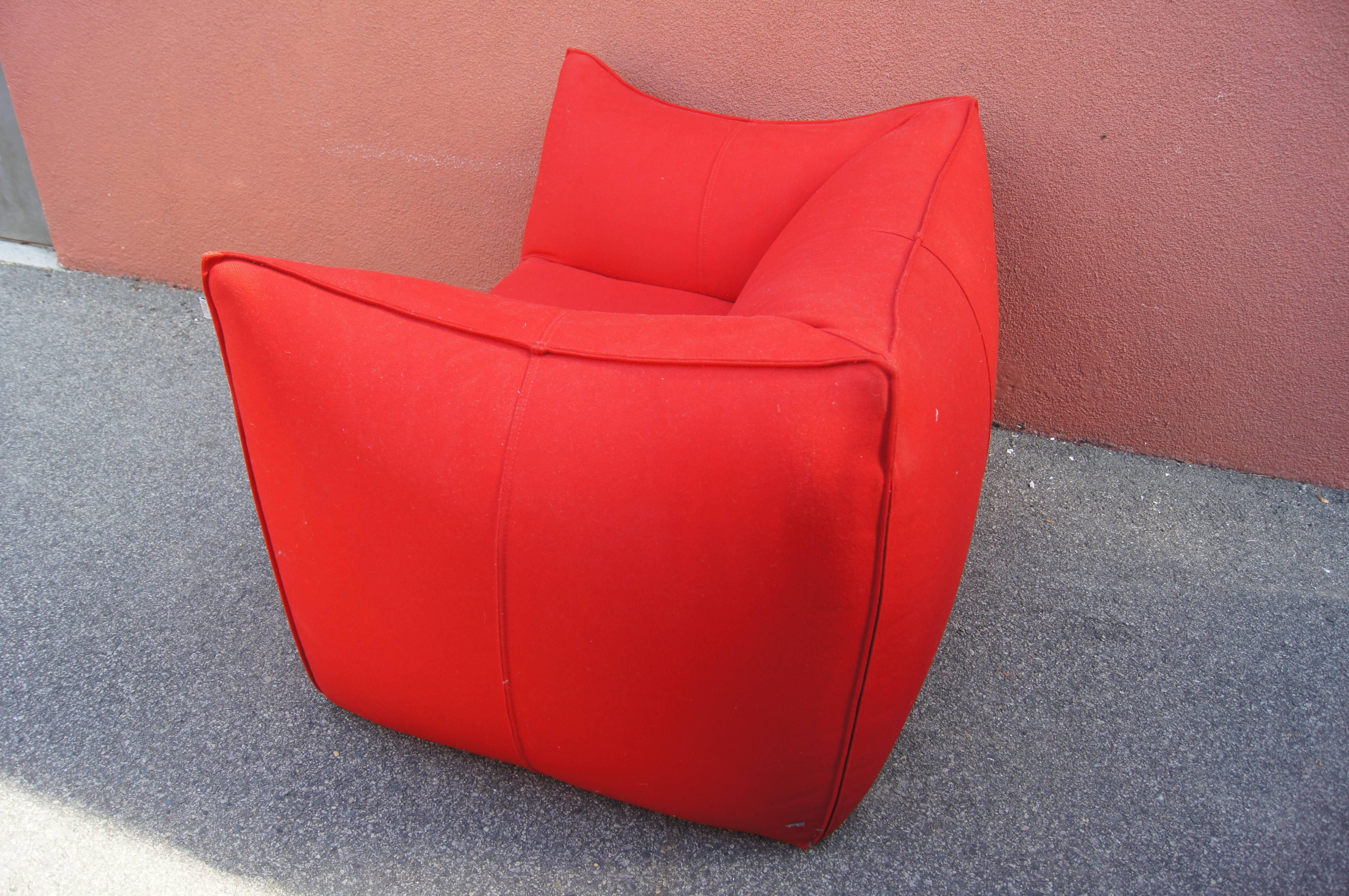 1970s Red Bambola Lounge Chair by Mario Bellini for B&B Italia In Good Condition In Dorchester, MA