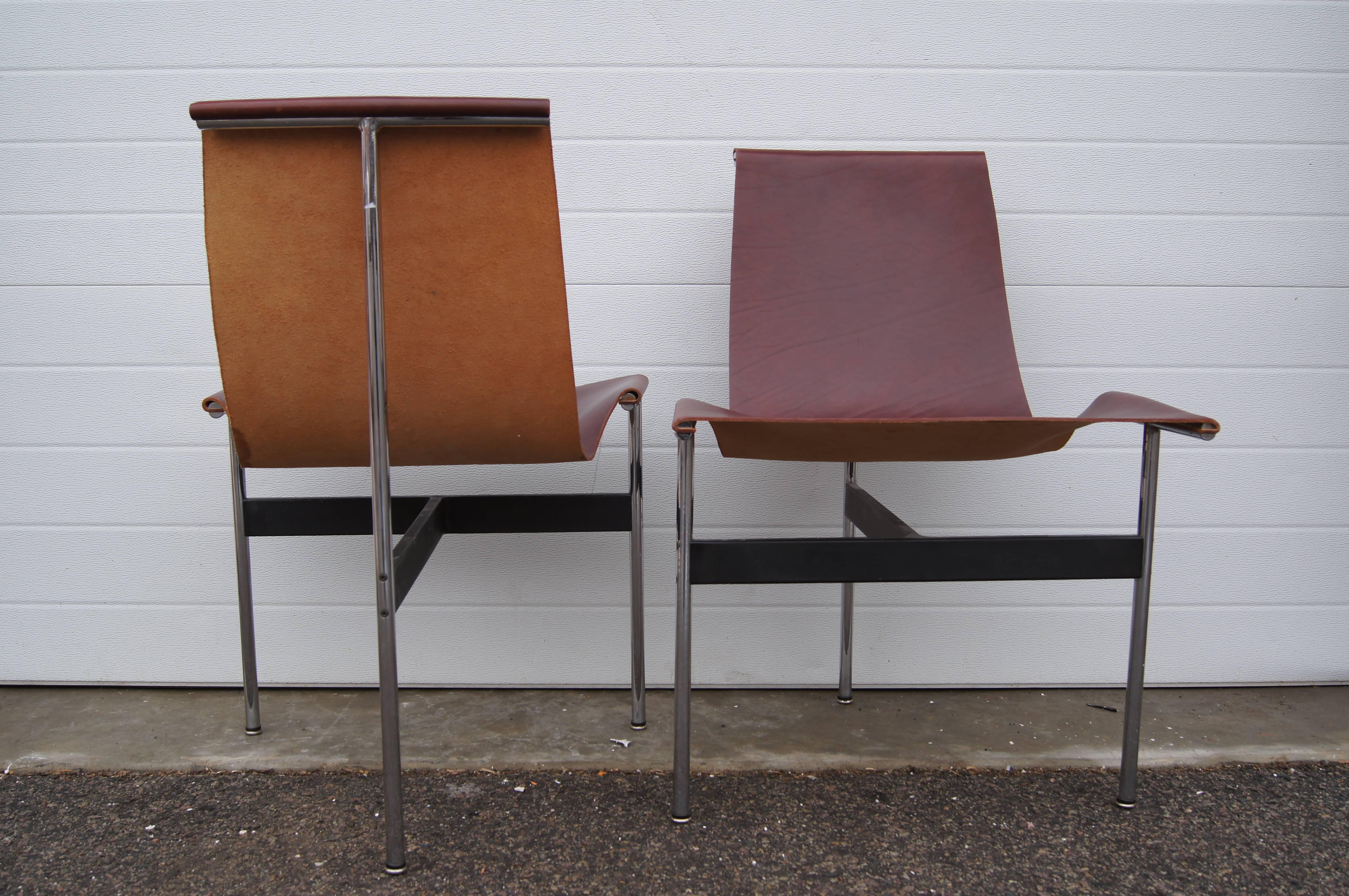 Mid-Century Modern Paire de chaises d'appoint en T de Katavolos, Littell & Kelley pour Laverne International en vente