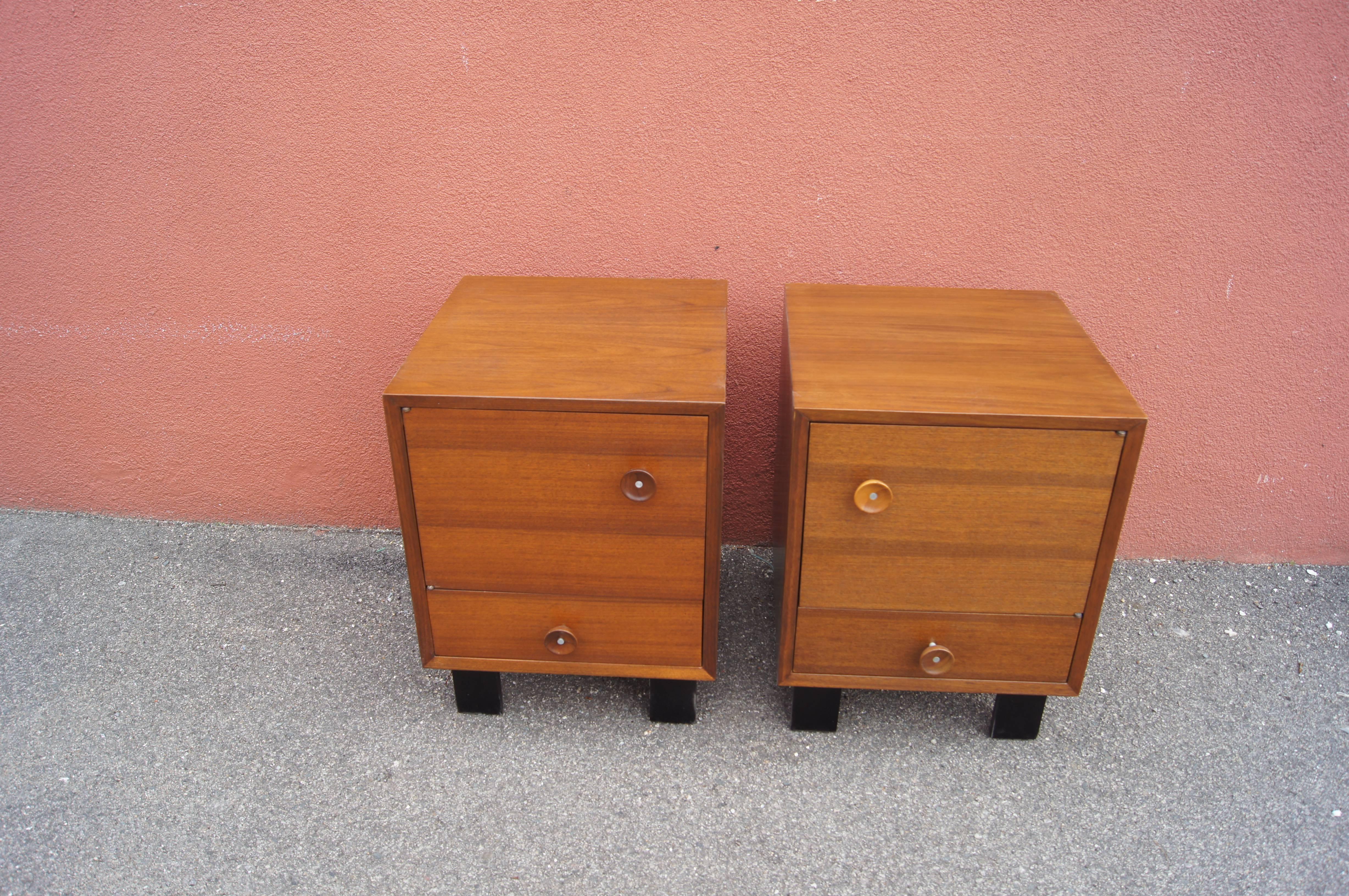 American Pair of Walnut Nightstands, Model 4617 by George Nelson for Herman Miller