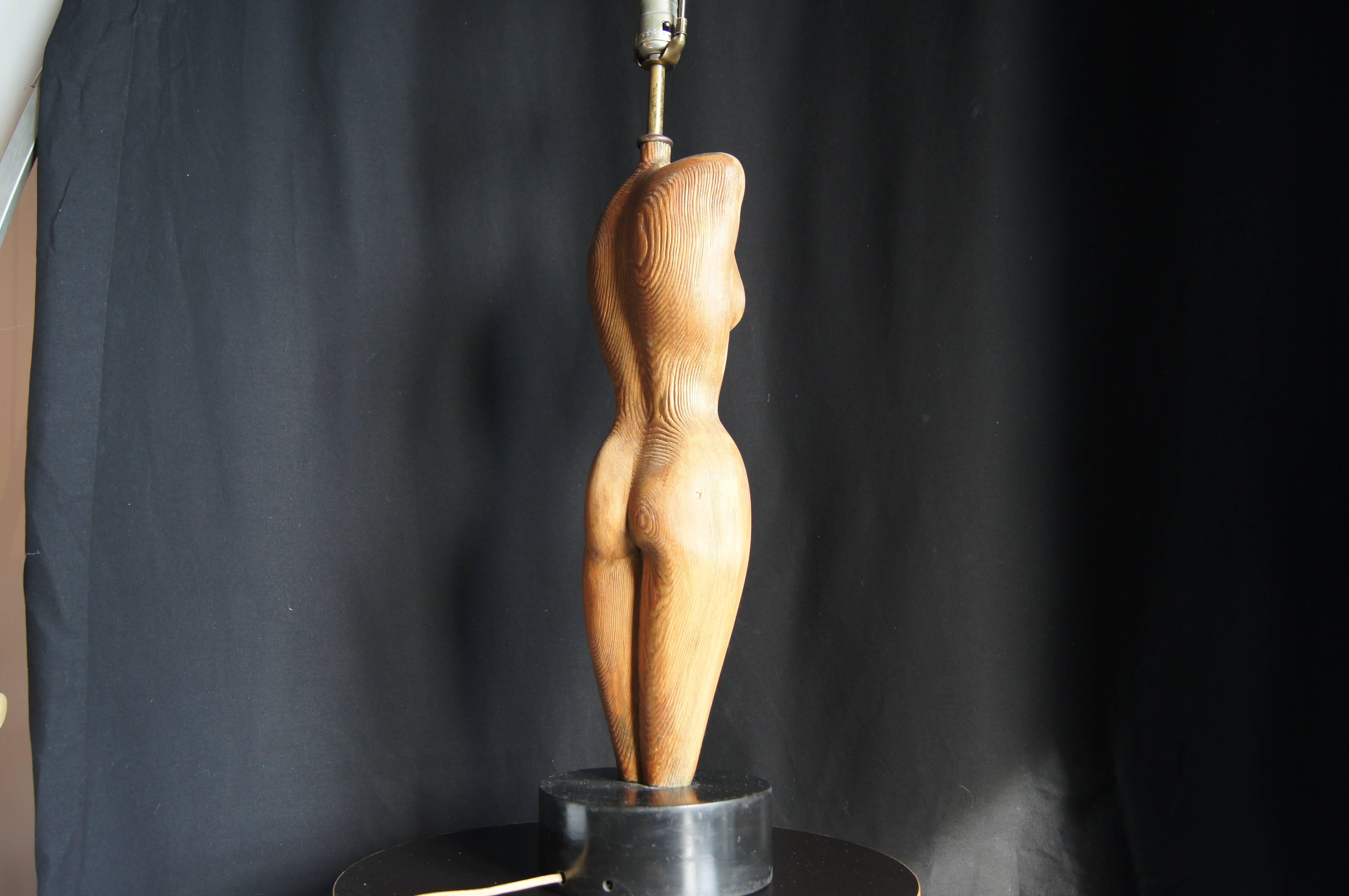 Figural Carved-Wood Table Lamp by Yasha Heifetz 2