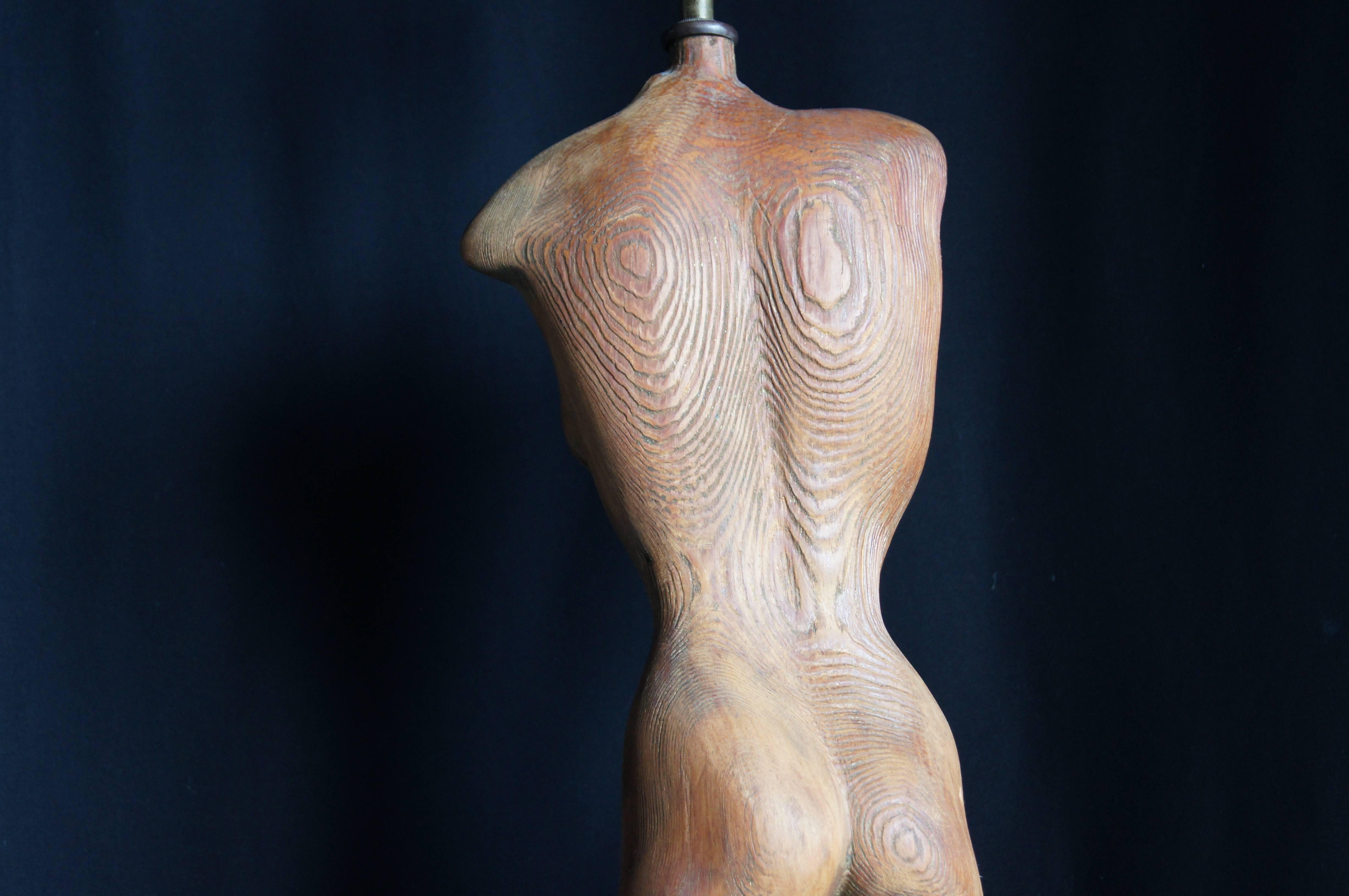 20th Century Figural Carved-Wood Table Lamp by Yasha Heifetz