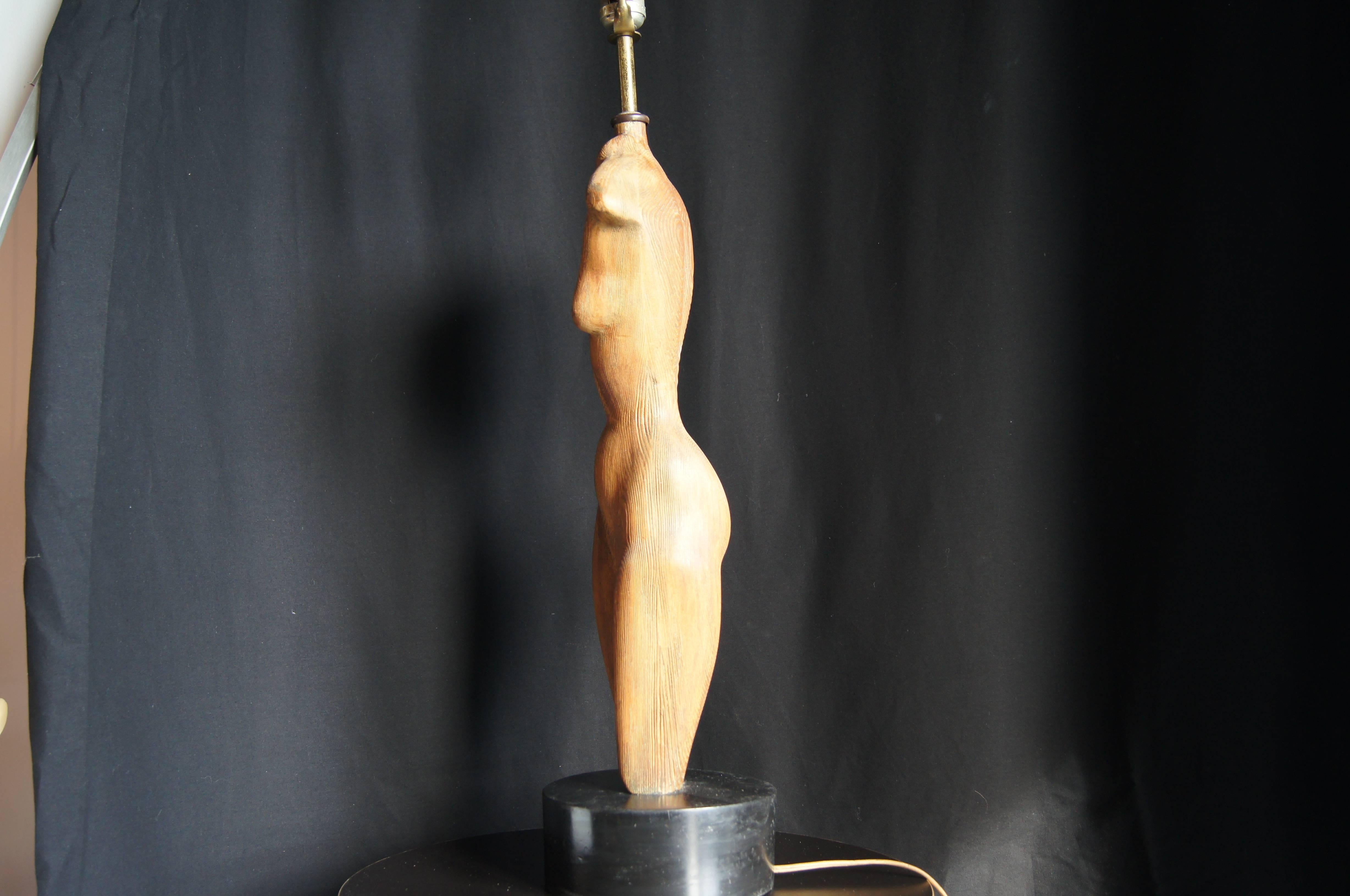 Figural Carved-Wood Table Lamp by Yasha Heifetz 1