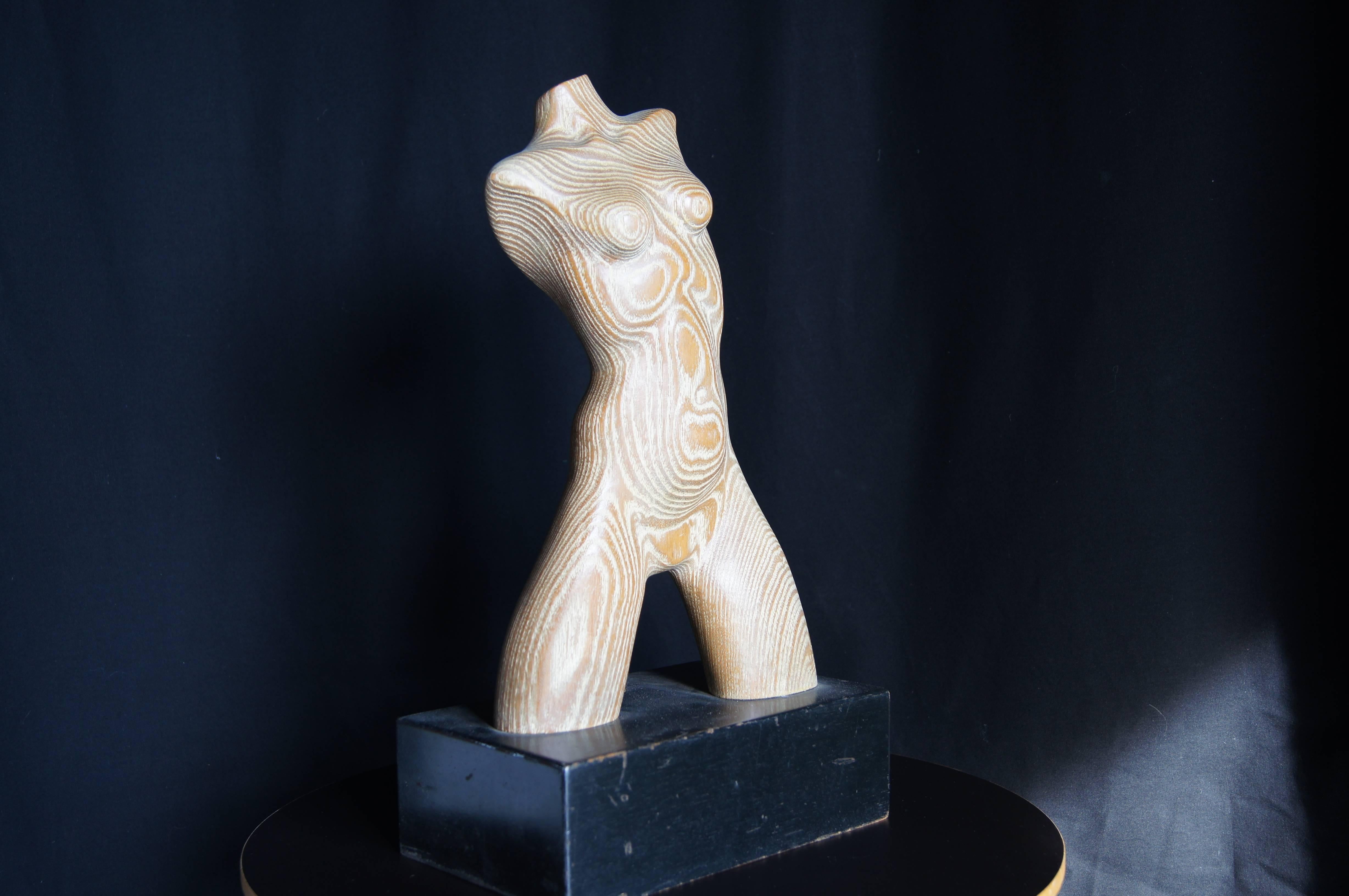 Mid-Century Modern Female Figure Carved in Cerused Oak by Yasha Heifetz 