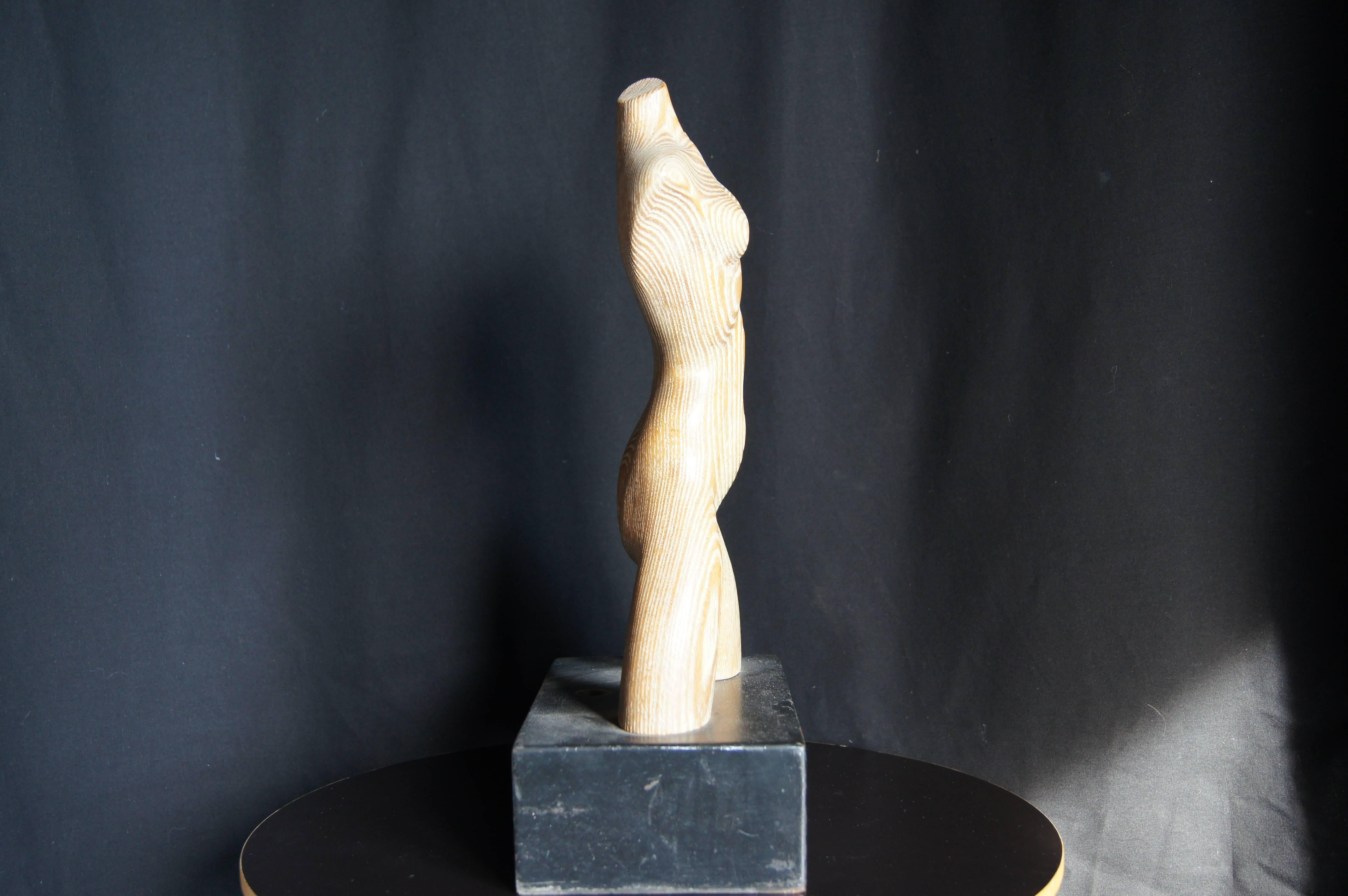 Mid-20th Century Female Figure Carved in Cerused Oak by Yasha Heifetz 