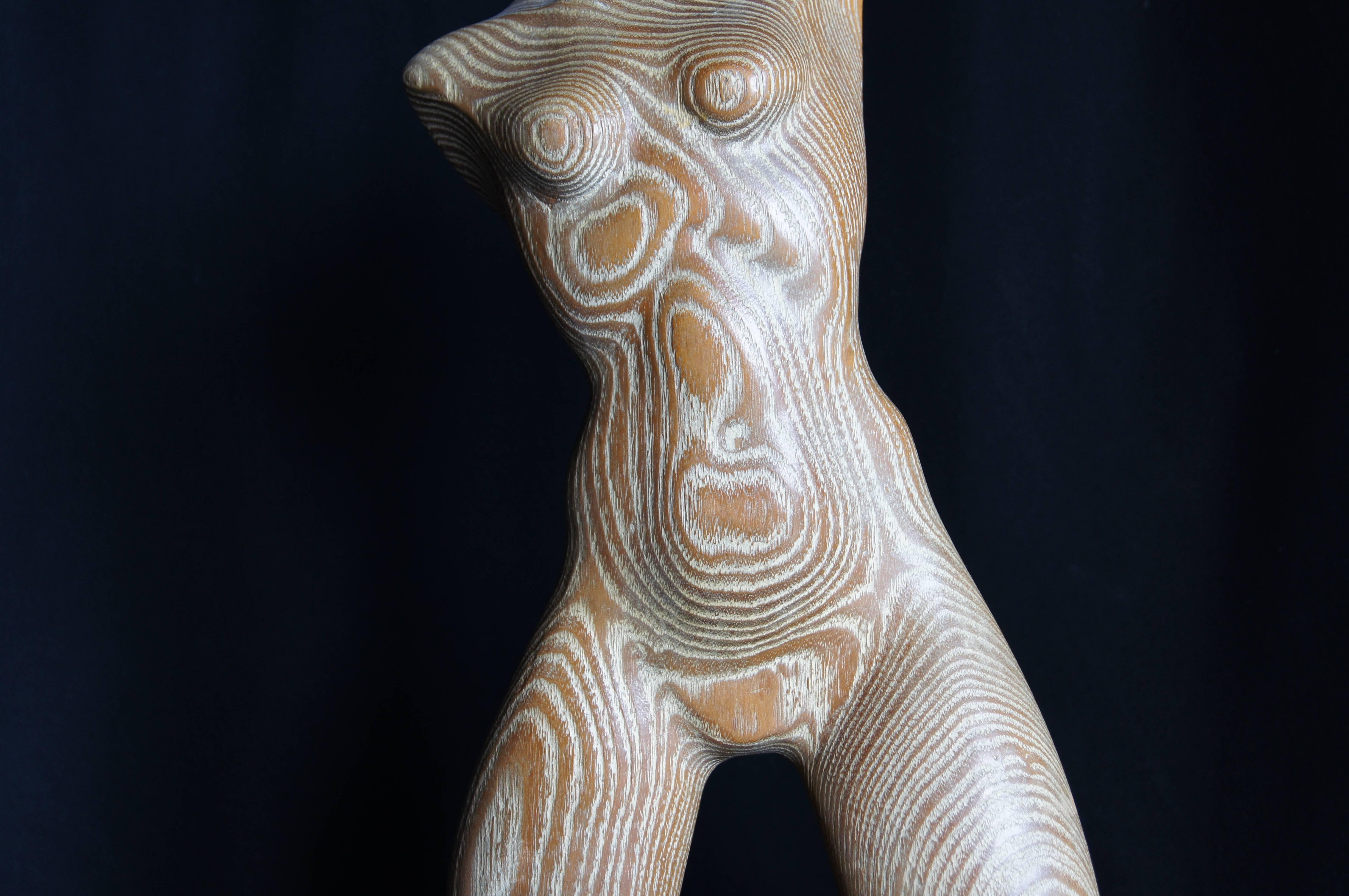 American Female Figure Carved in Cerused Oak by Yasha Heifetz 