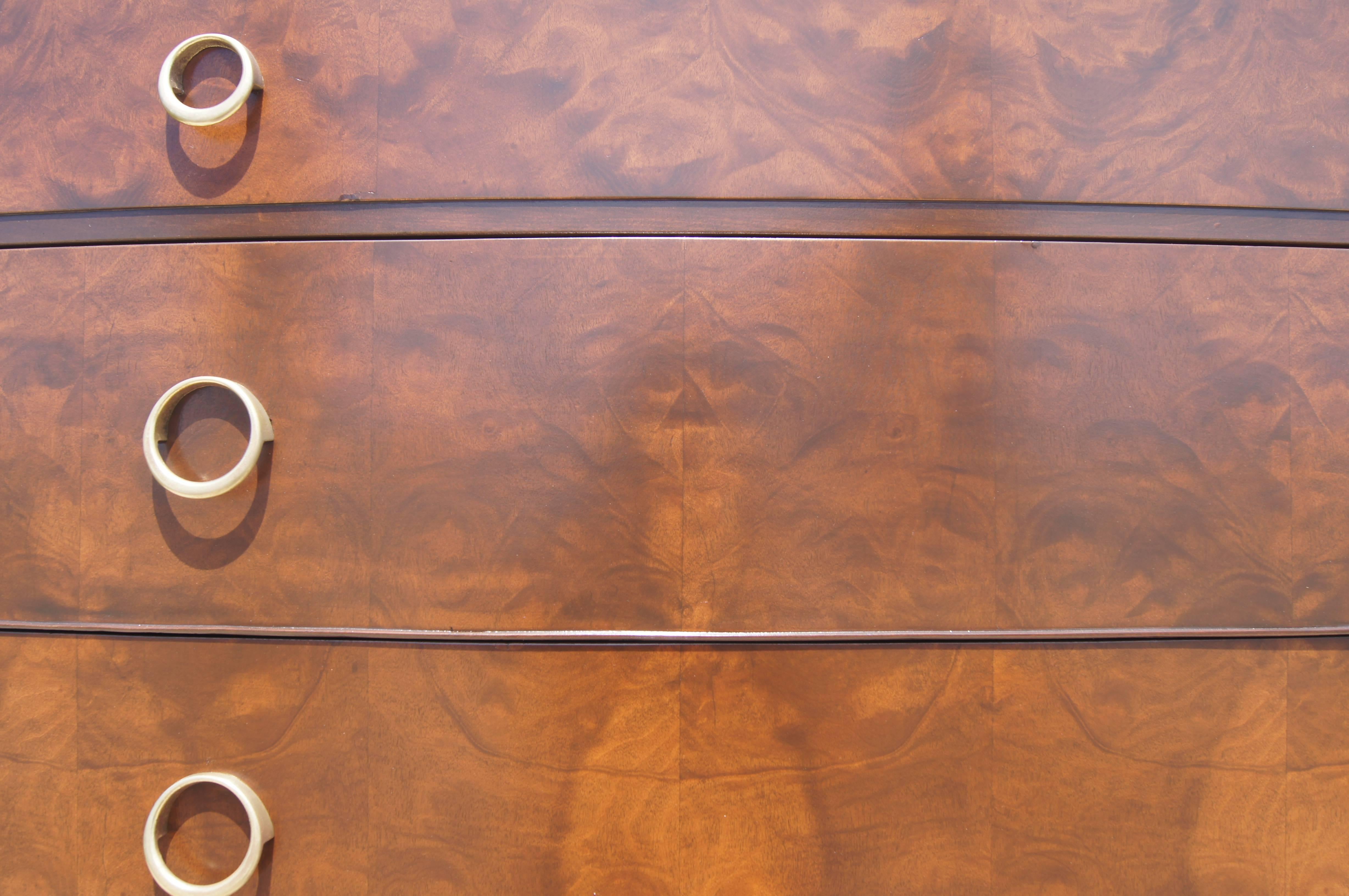 20th Century Art Deco Four-Drawer Dresser in Myrtle Burl