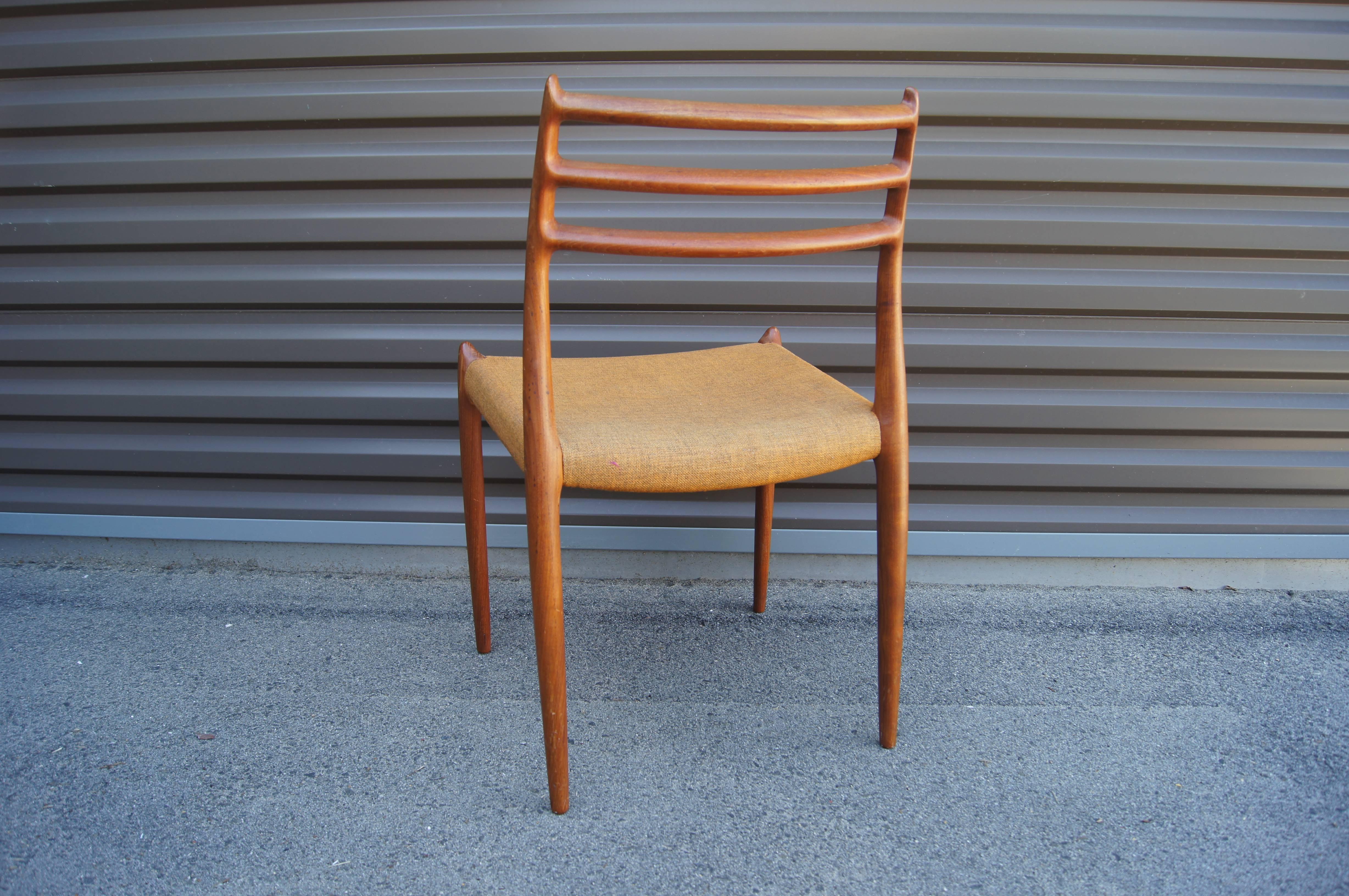 Set of Six Teak Side Chairs, Model 78, by Neils Otto Møller for J.L. Møllers In Excellent Condition In Dorchester, MA