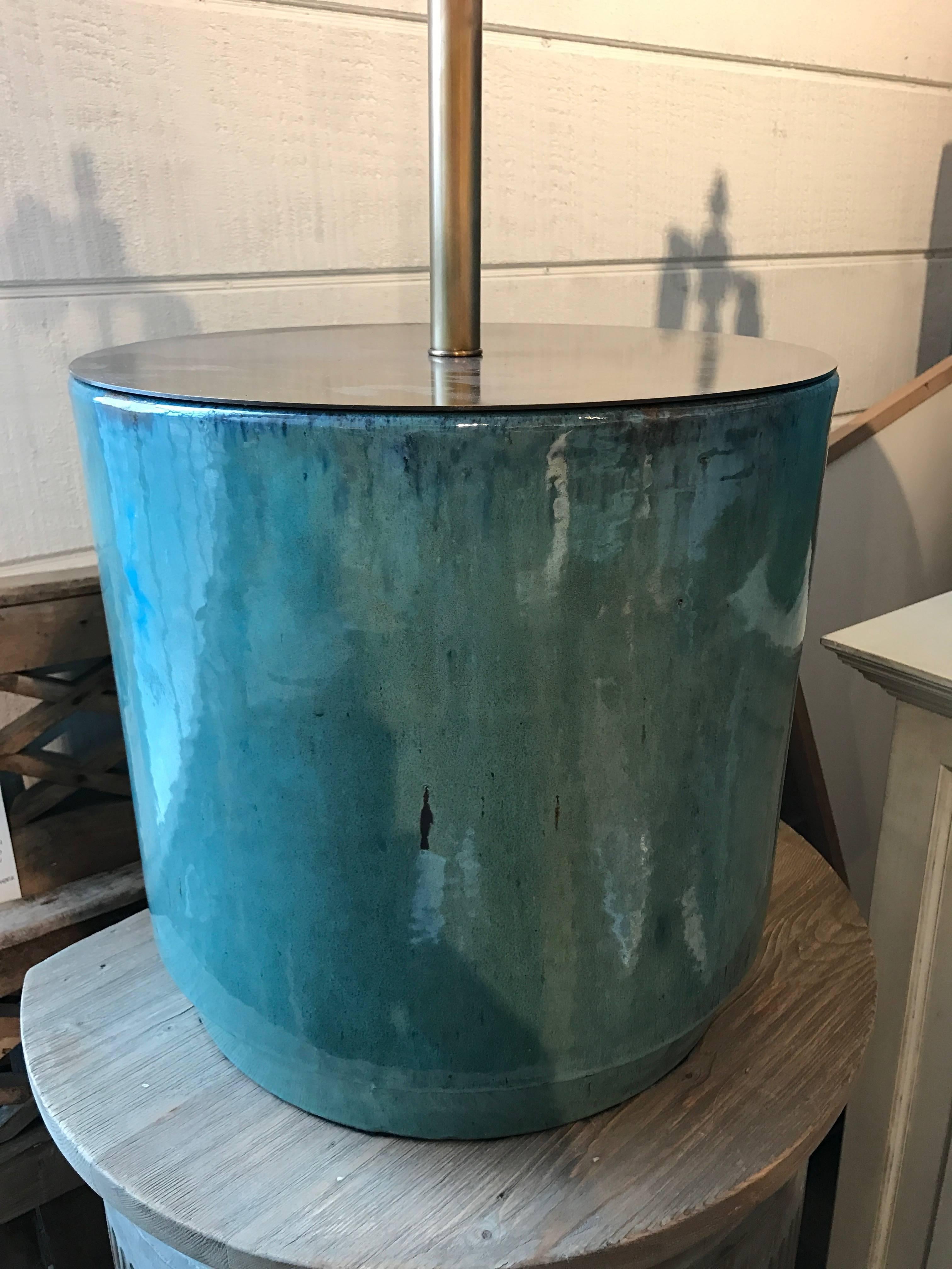 Glazed Pot Lamp In Excellent Condition In Boston, MA