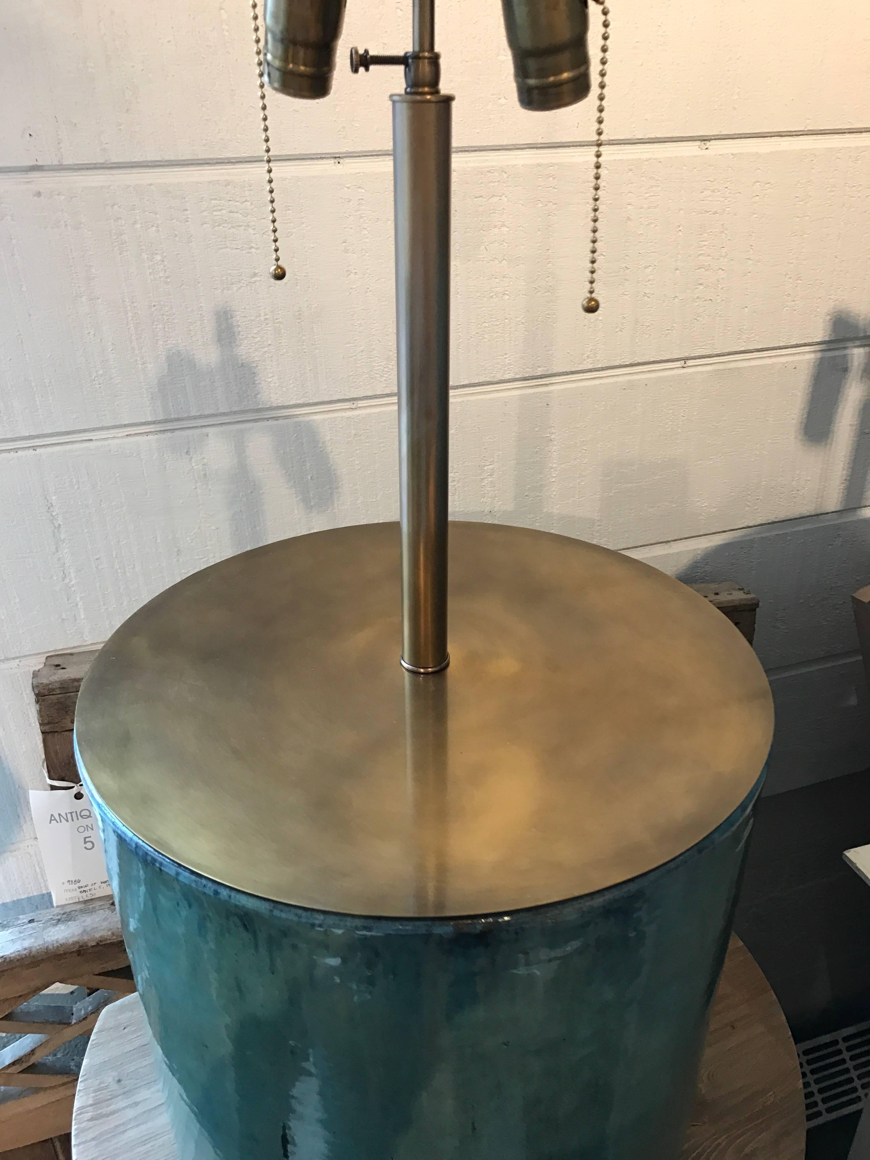 Contemporary Glazed Pot Lamp