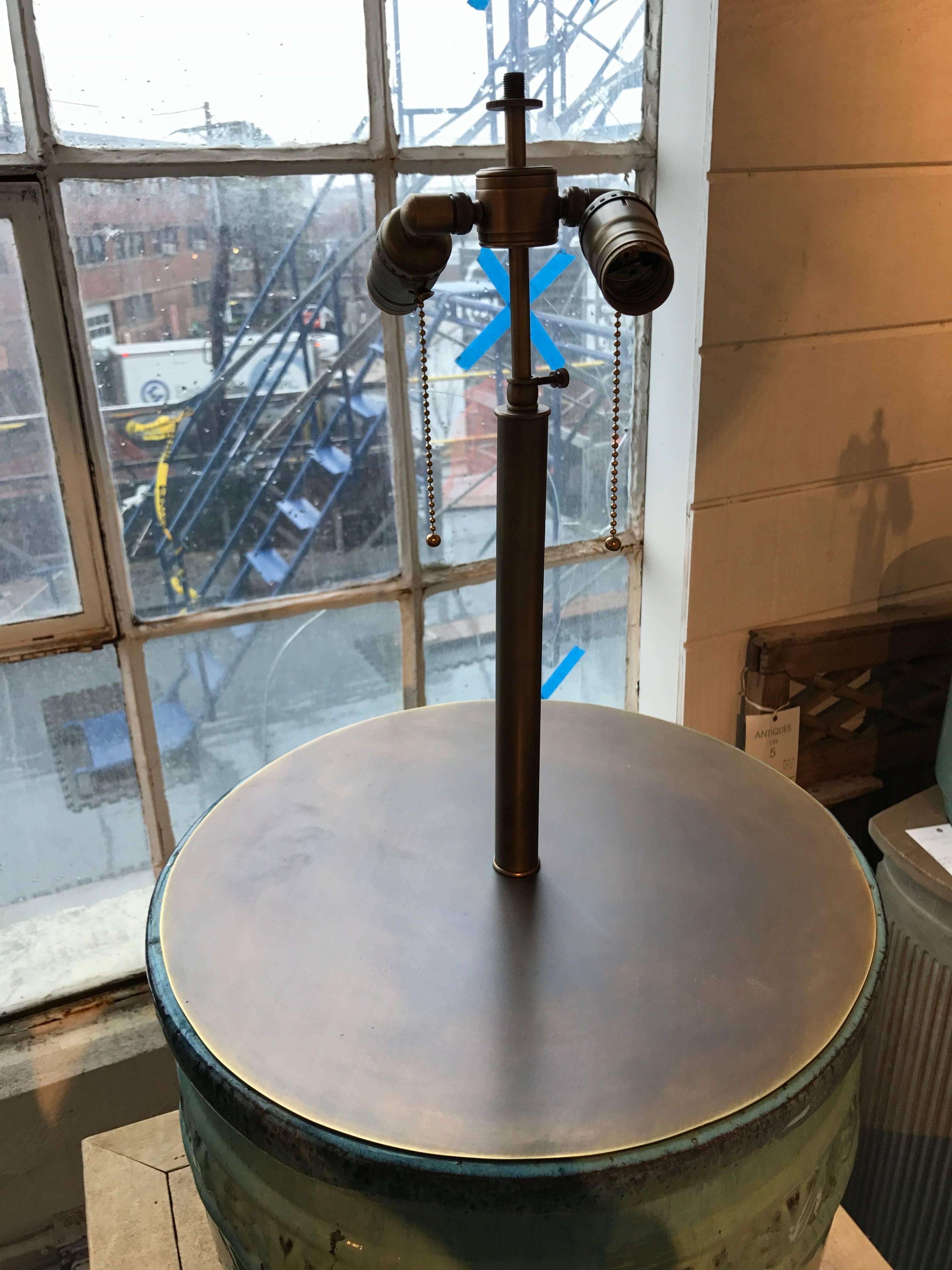 Large Glazed Pot Lamp In Excellent Condition In Boston, MA