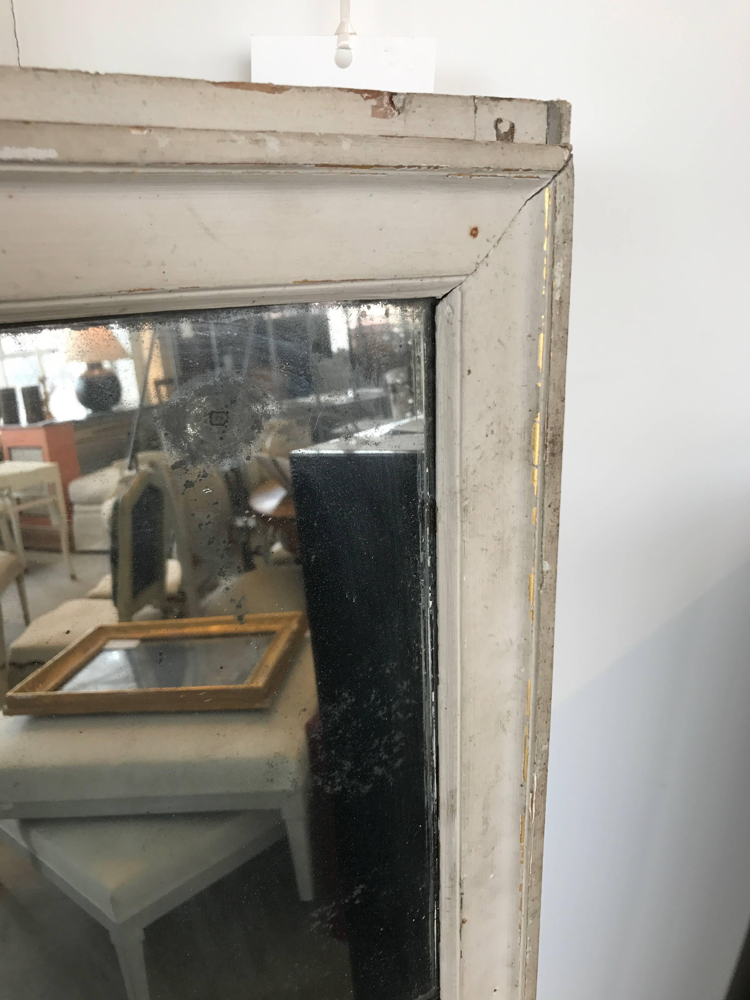 19th Century Painted Trumeau Mirror In Good Condition For Sale In Boston, MA