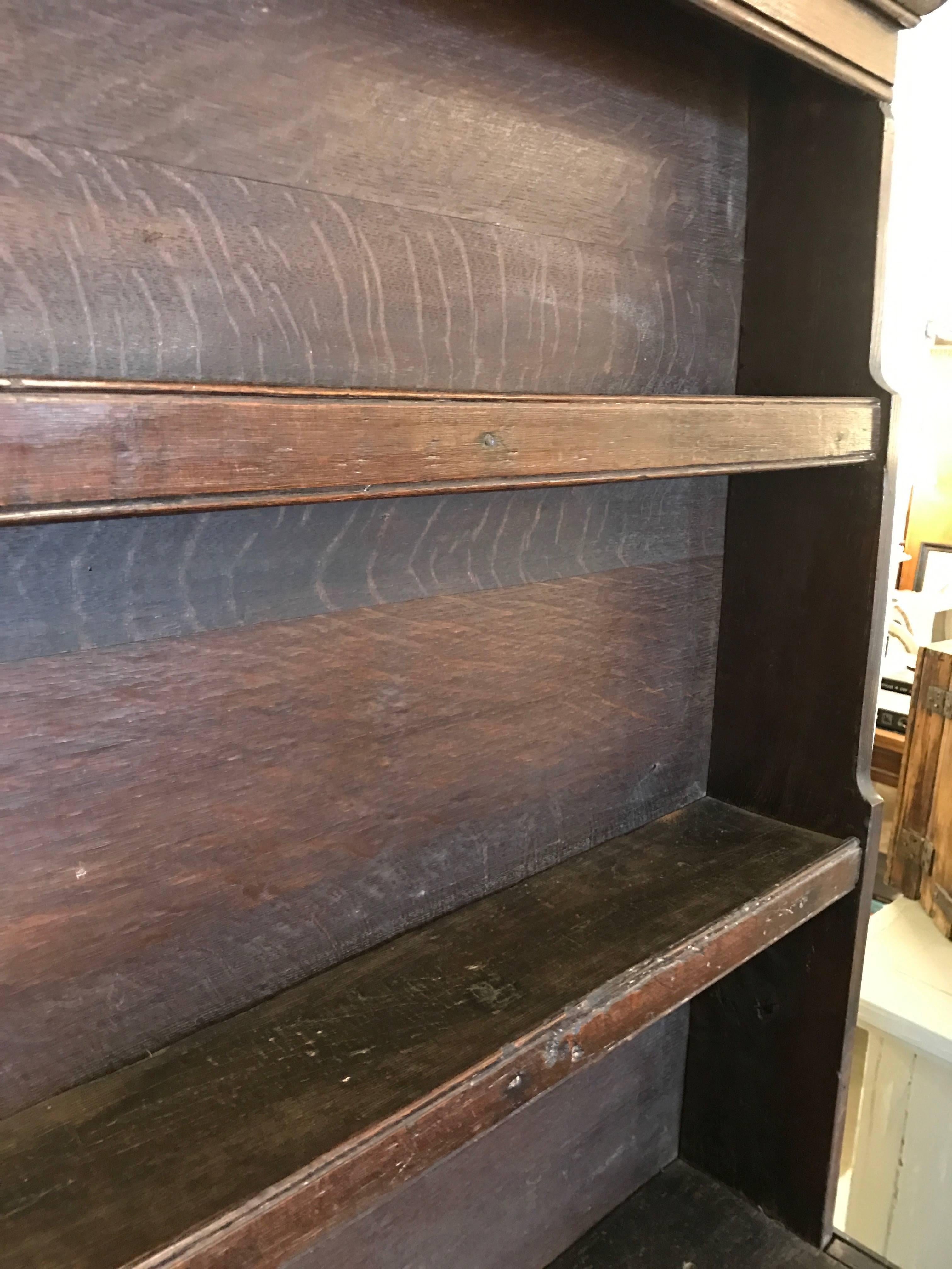 18th Century and Earlier 18th Century Oak Dish Shelf