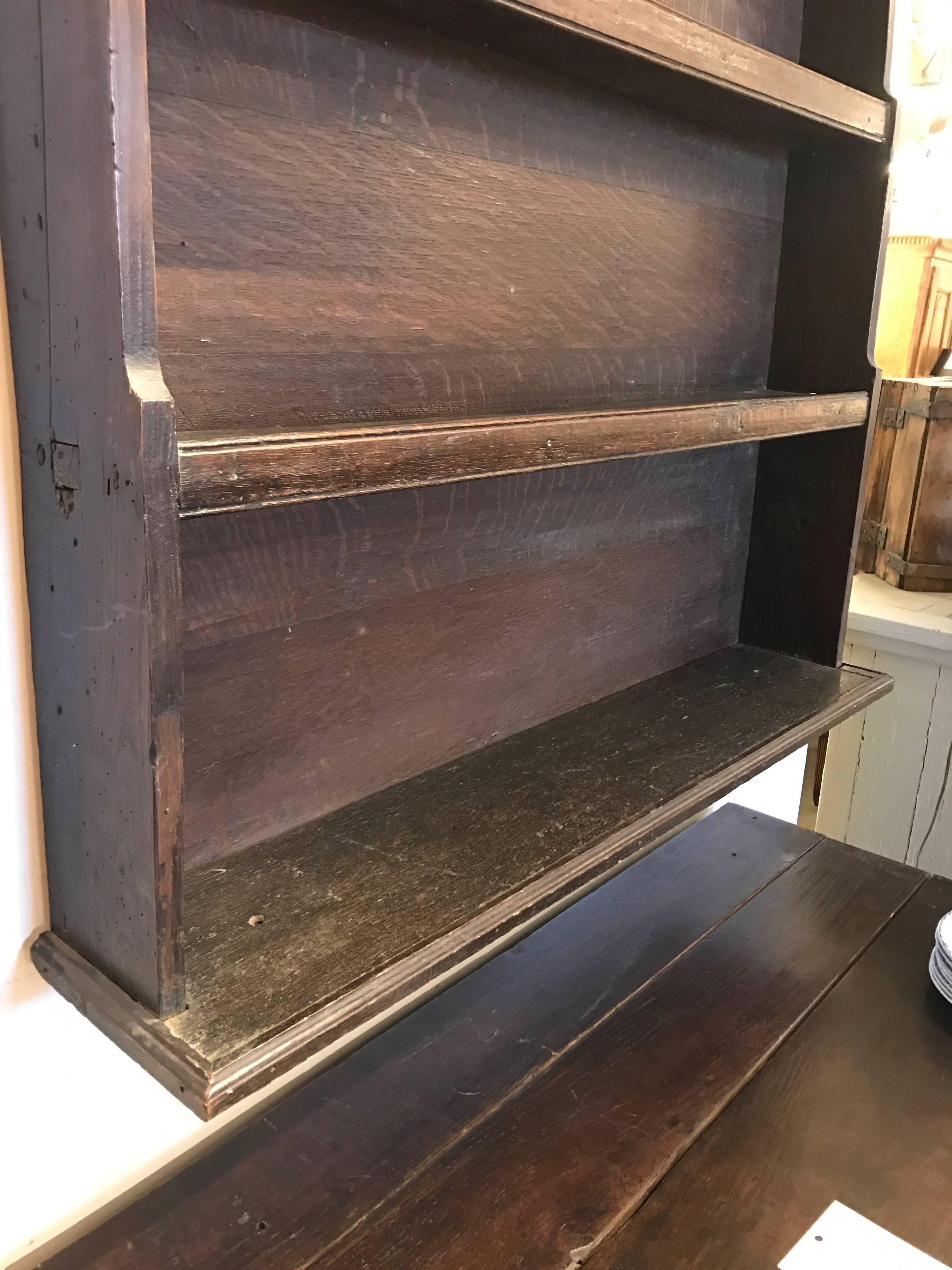 18th Century Oak Dish Shelf In Excellent Condition In Boston, MA