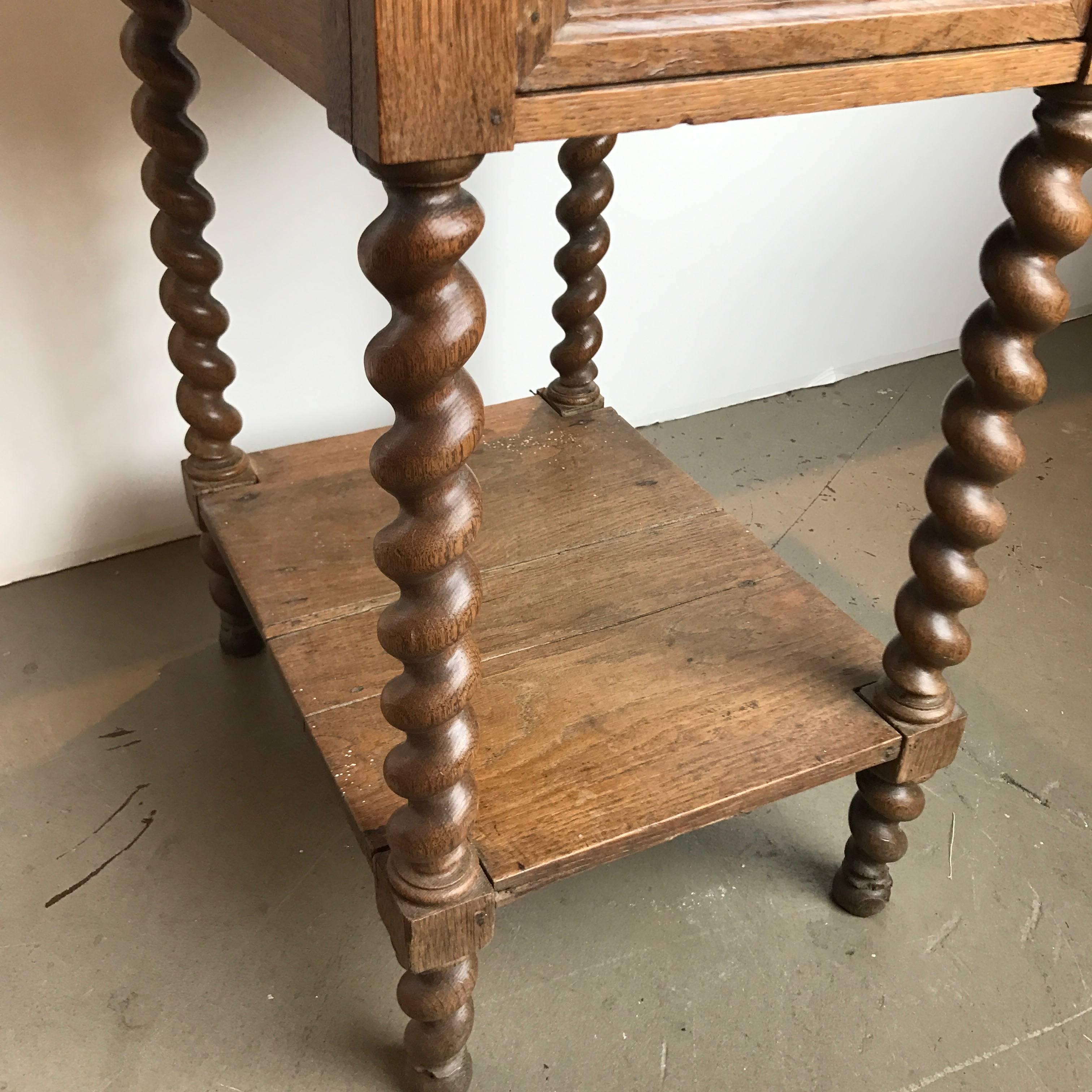 19th Century Barley Twist Oak Drop Leaf Work Table For Sale 2