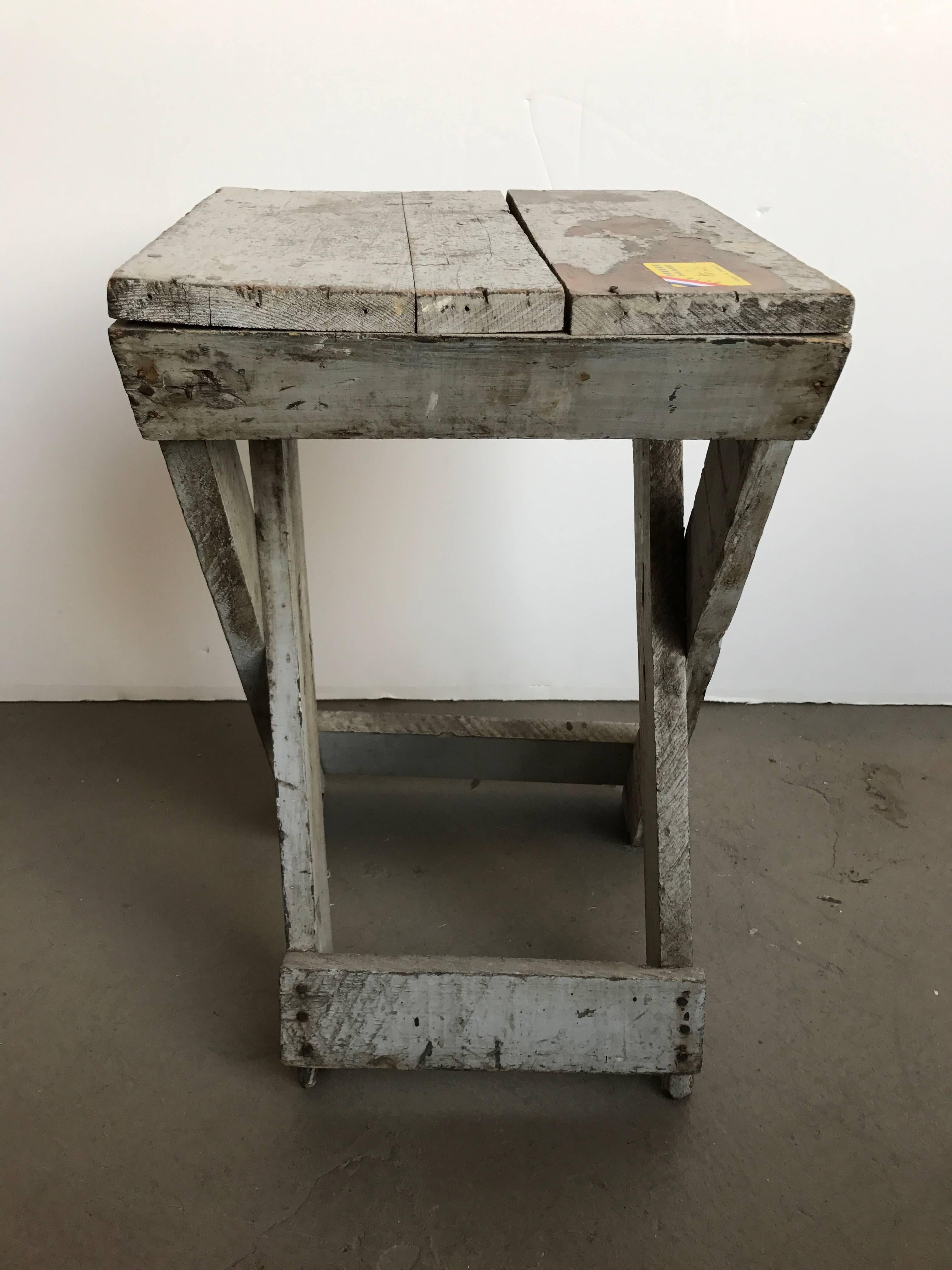 19th Century Rustic Painted Side Table In Good Condition In Boston, MA