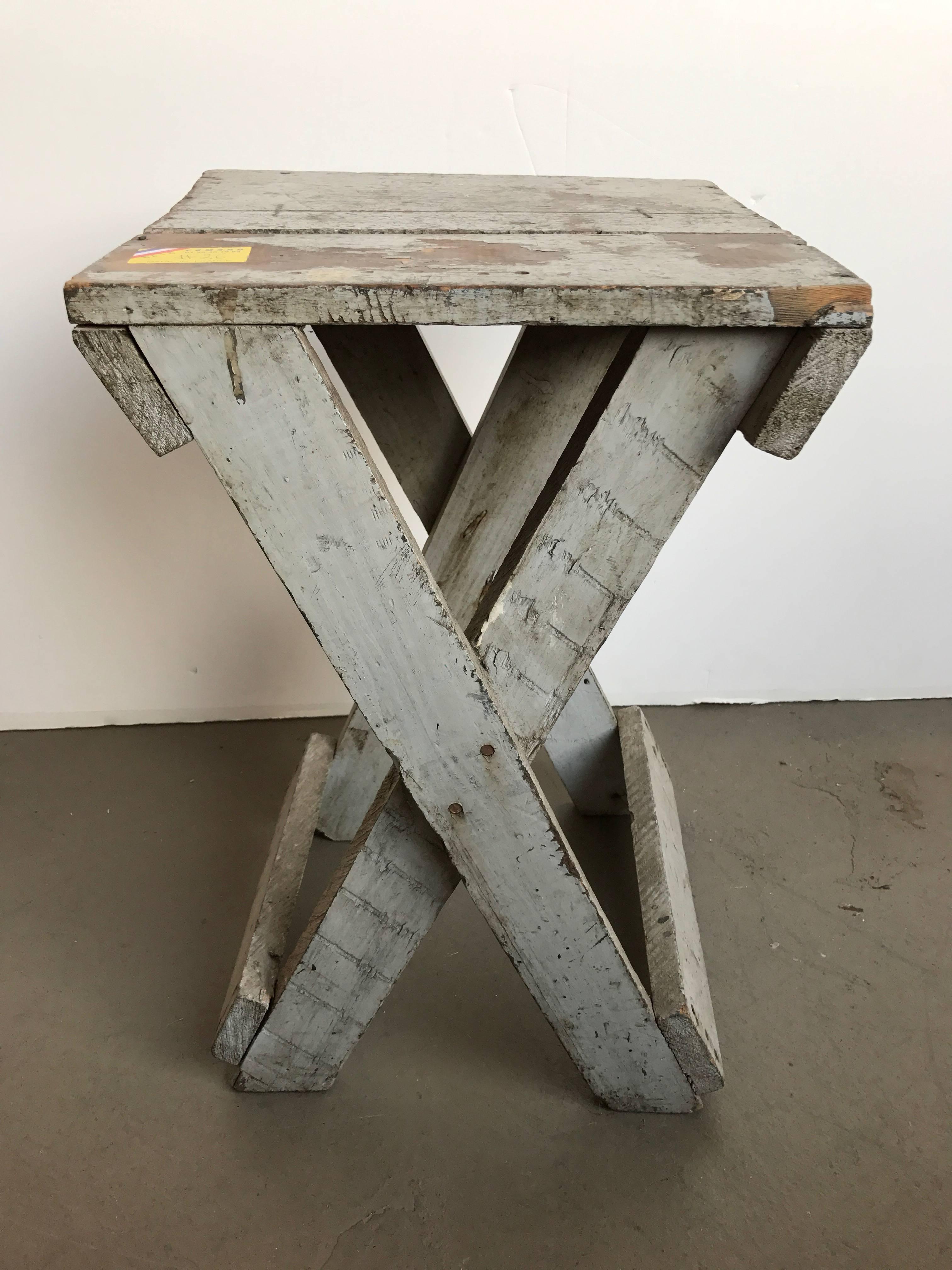 French 19th Century Rustic Painted Side Table