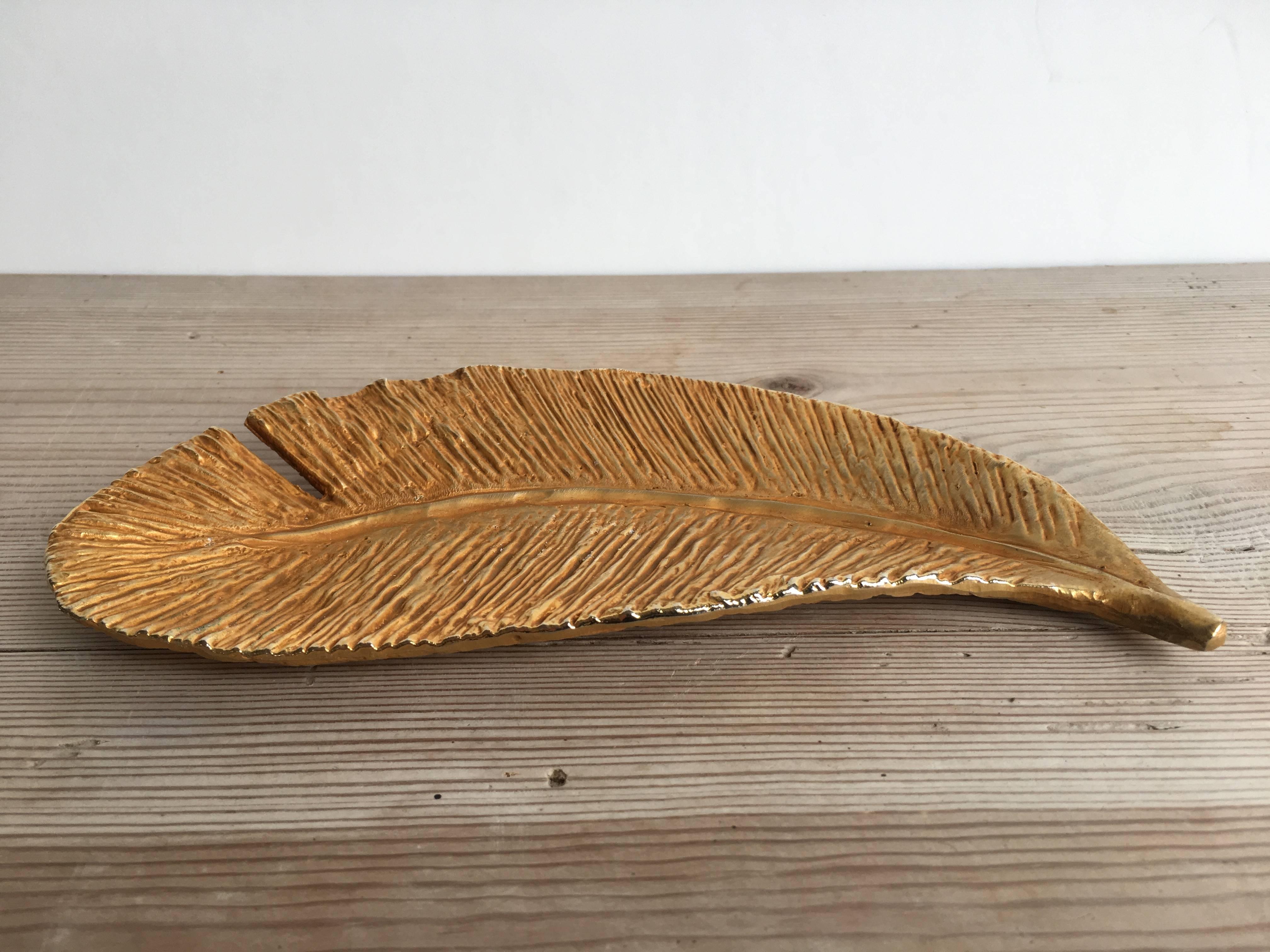 Gilded "Plume" tray, small.