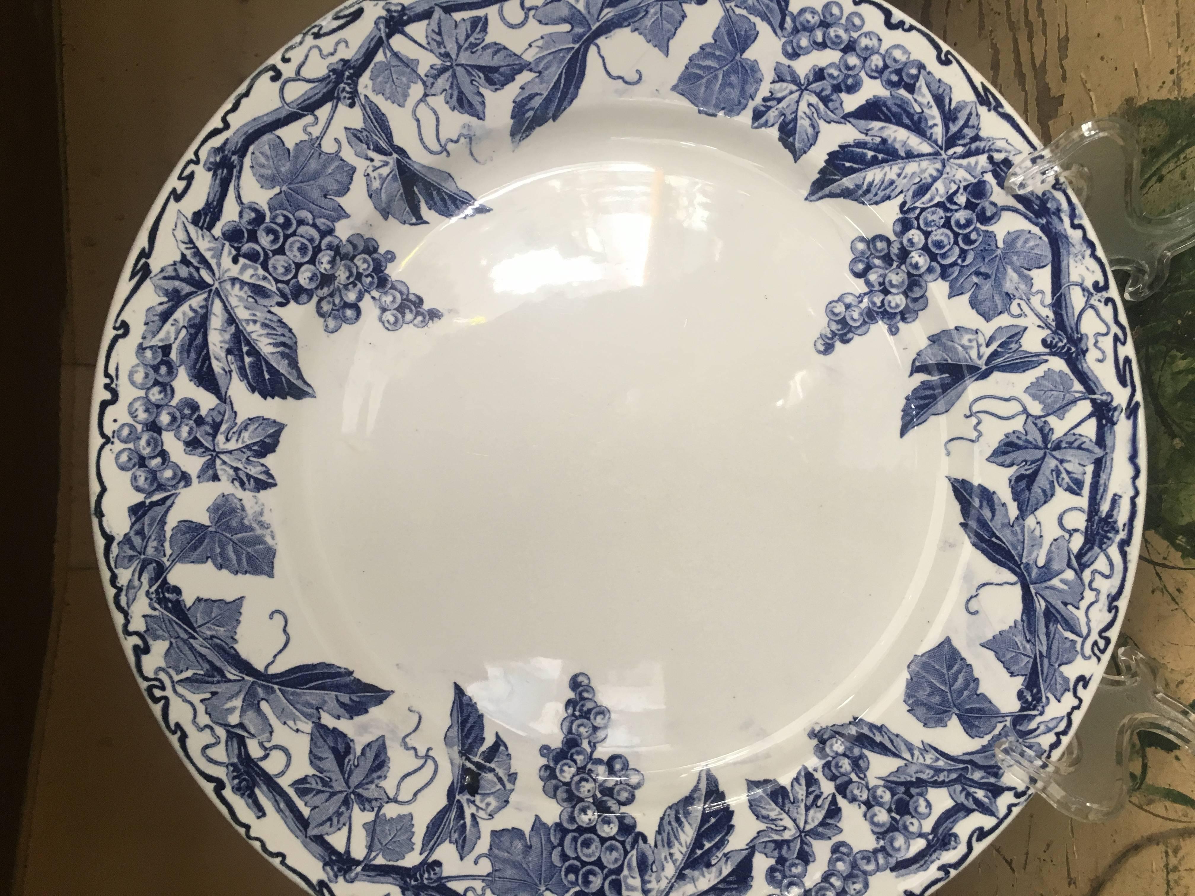 French 45 Piece Set of Blue and White Creil et Montereau For Sale