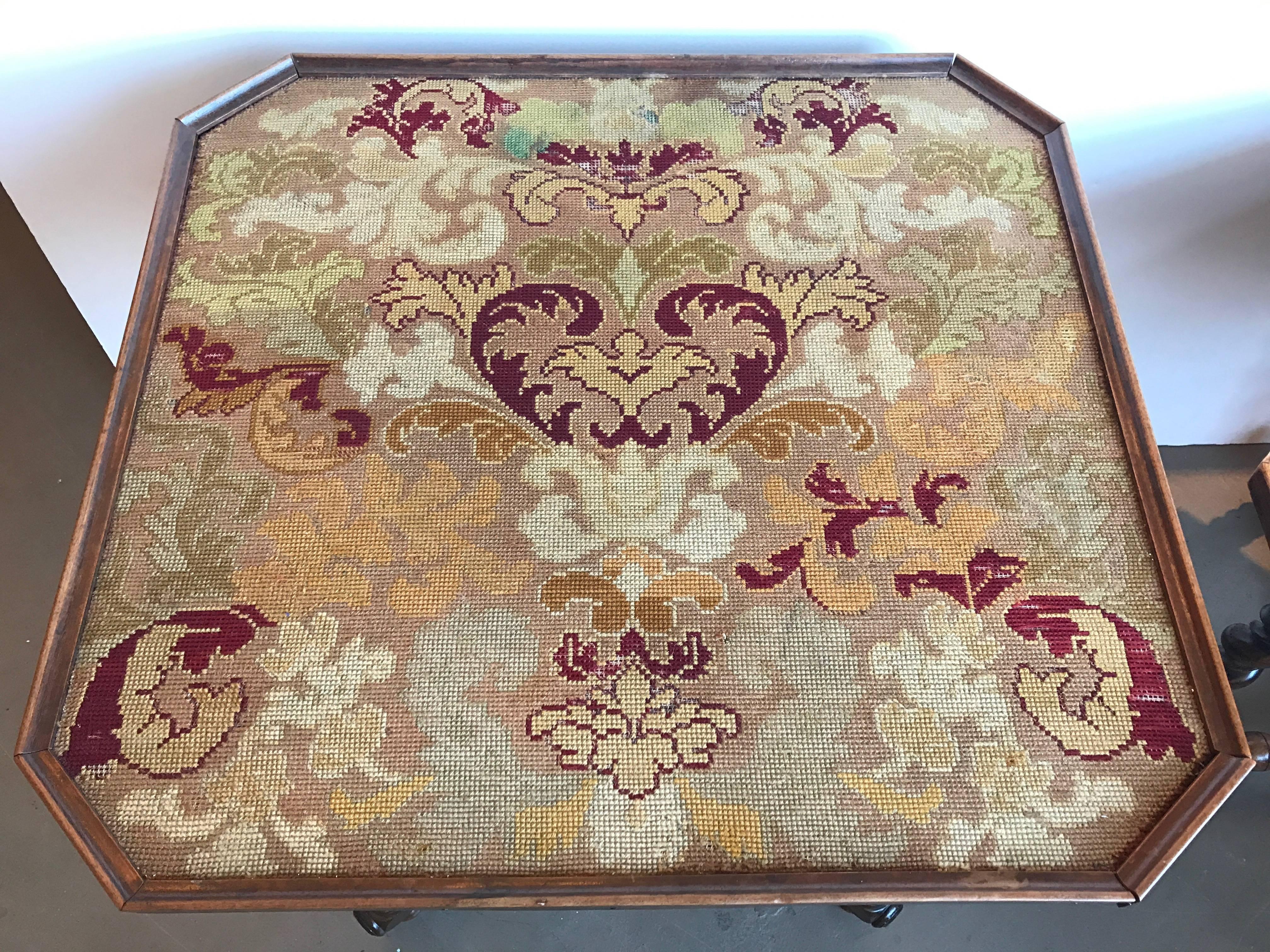 Pair of 19th Century French Needlepoint Top Tables 3