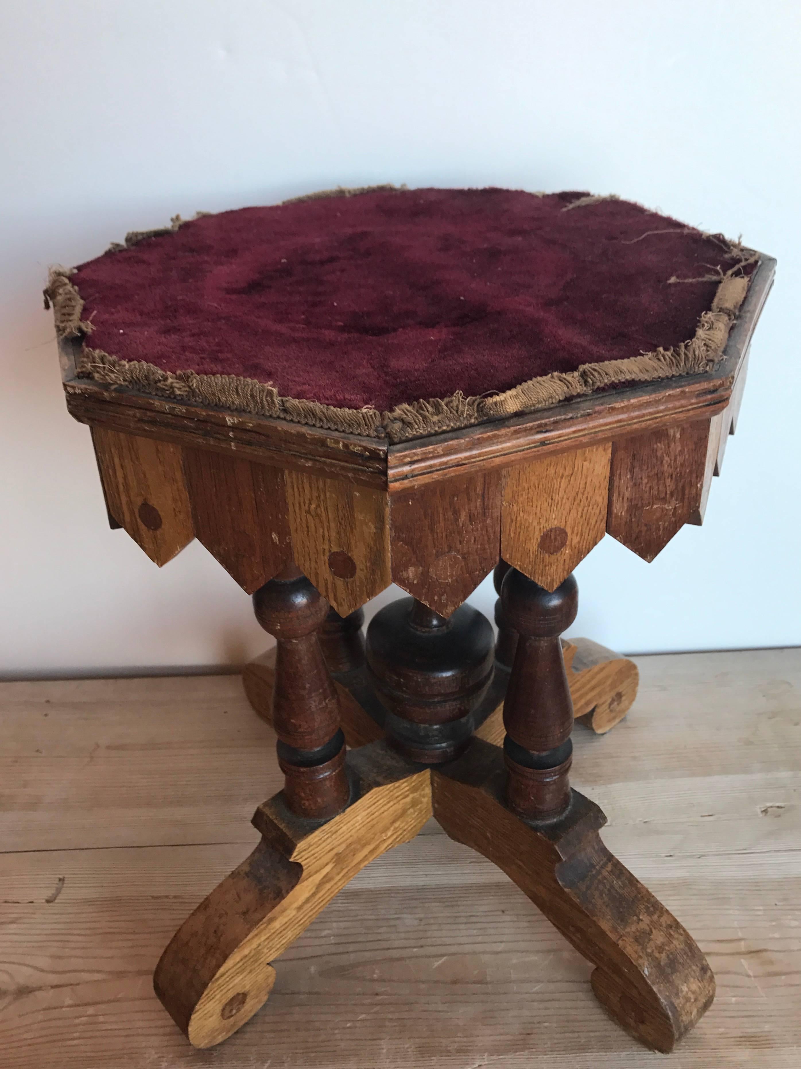 19th century Victorian table with velvet top.