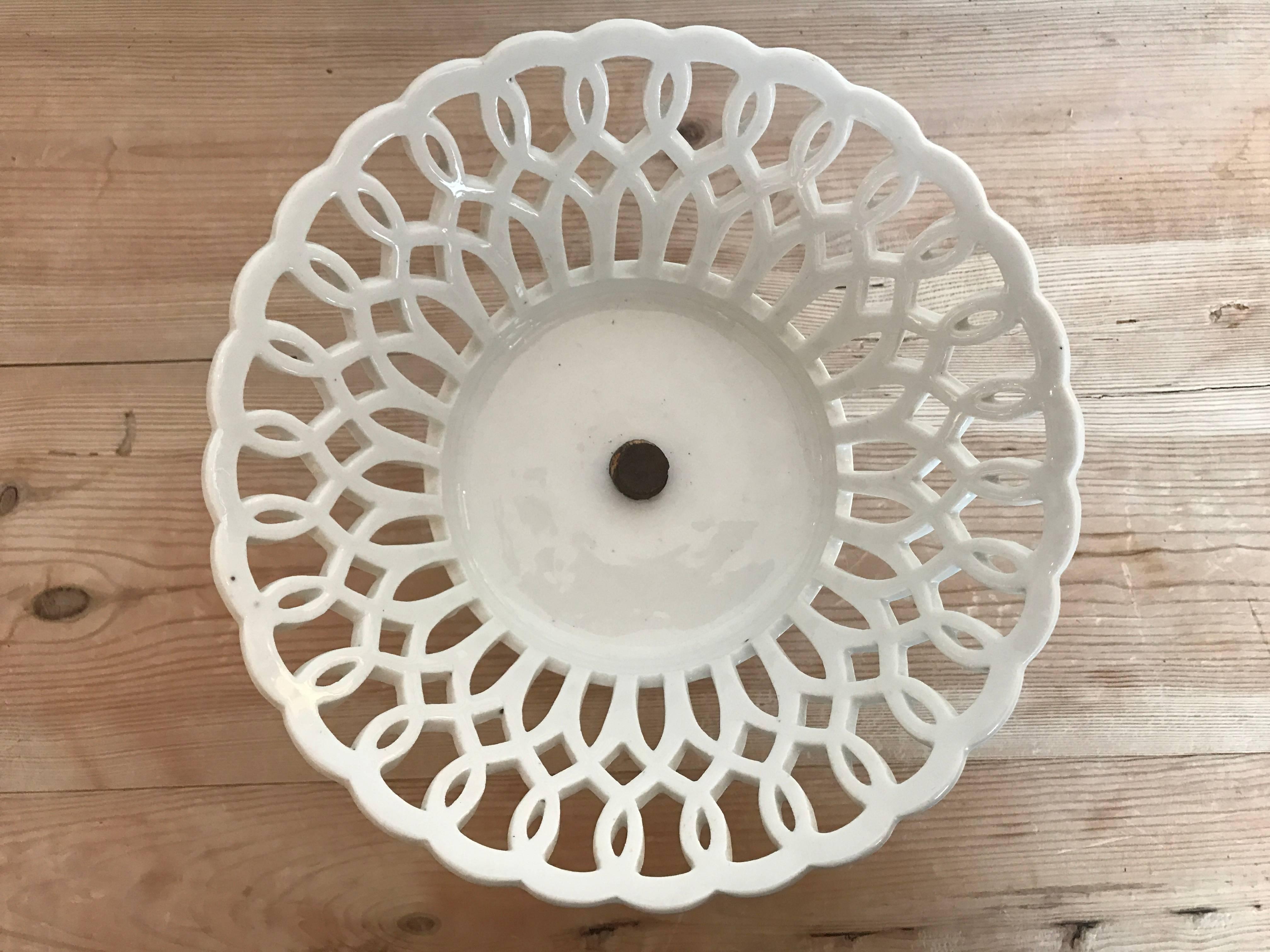 French 19th Century Woven Porcelain Bowl on Stand