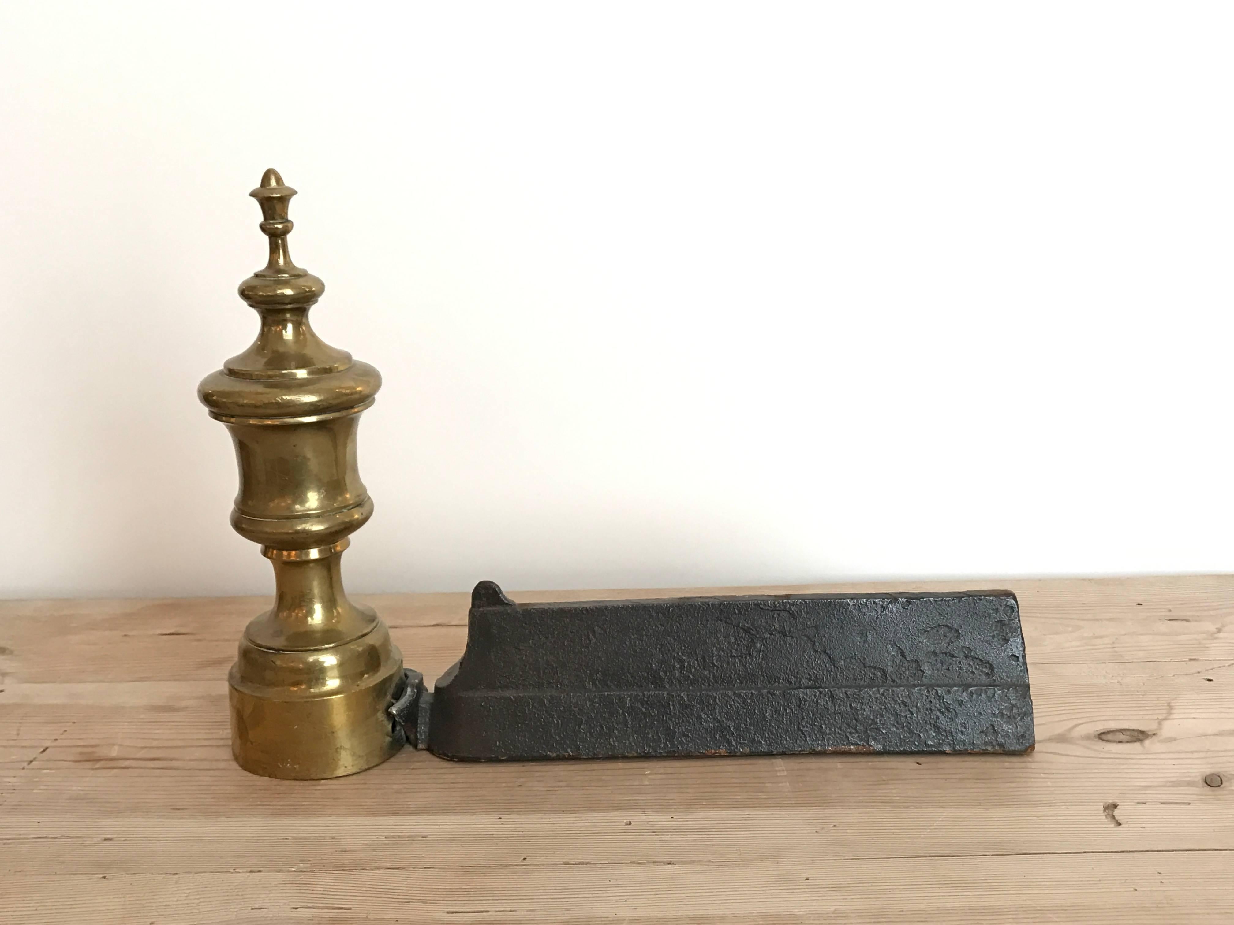 Pair of 19th century urn shaped brass andirons.