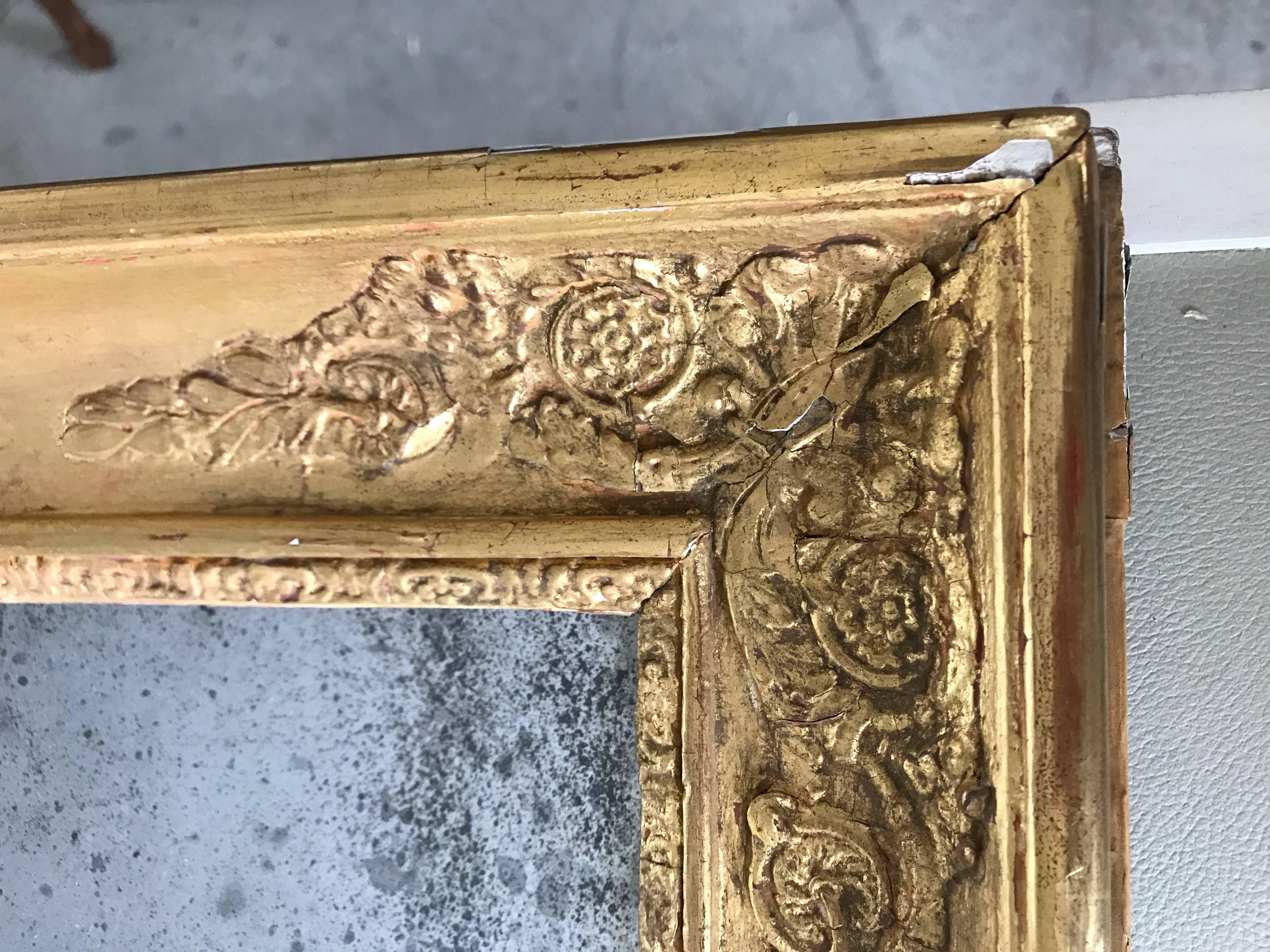 19th century, French gilt mirror with original glass.