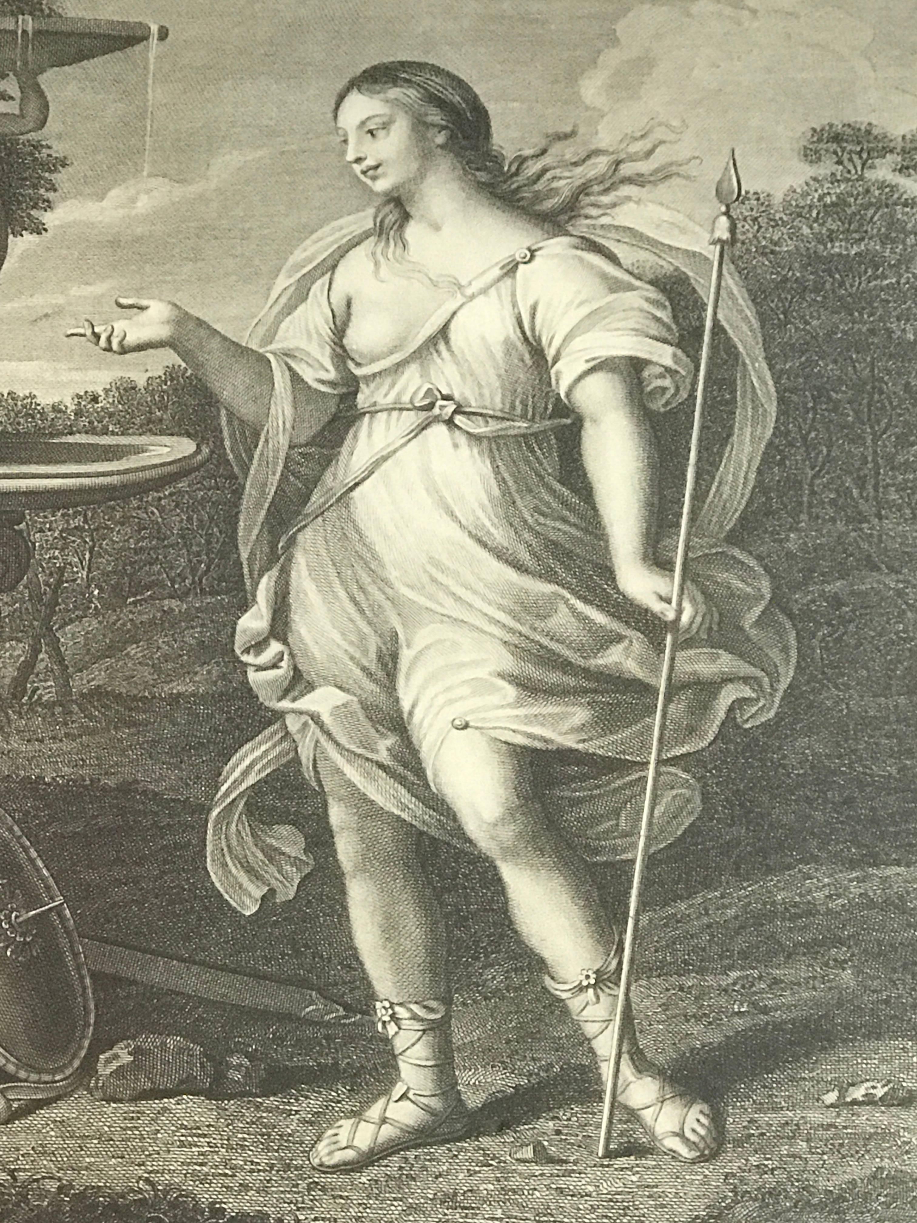 Italian 18th Century Engraving of Tancredi, E Clorinda For Sale