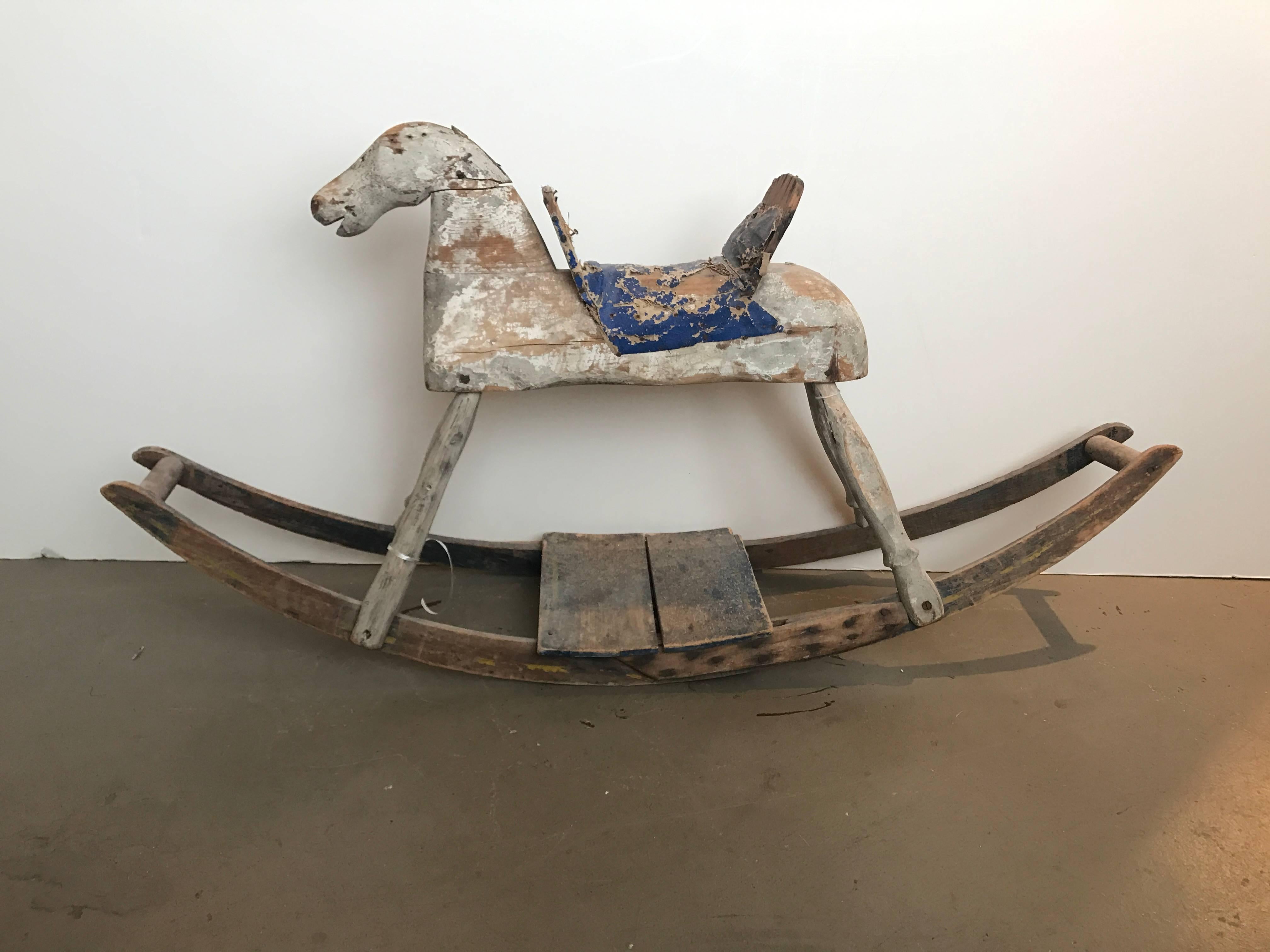 19th Century American Primitive Rocking Horse at 1stDibs