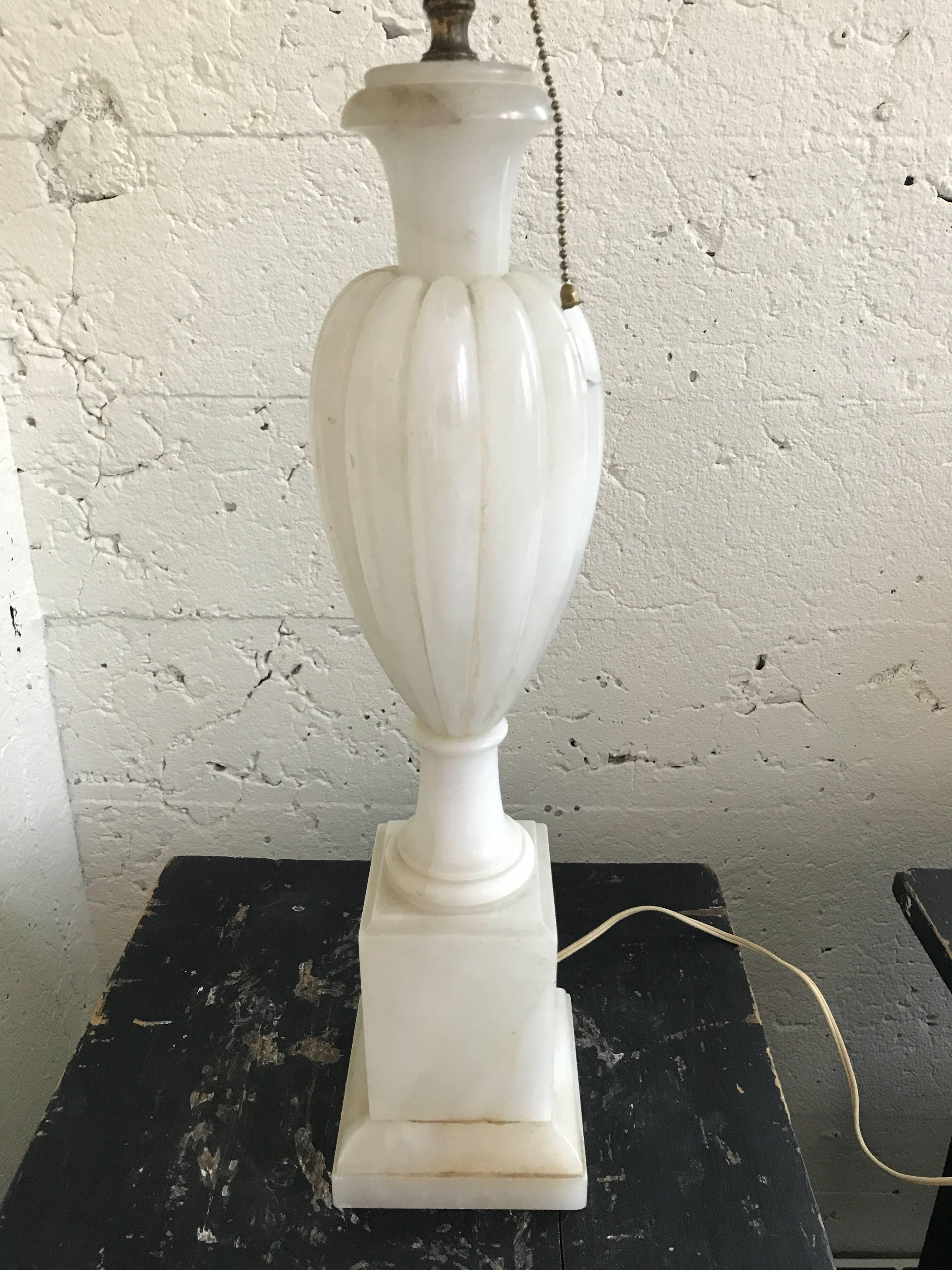 Continental alabaster table lamp.