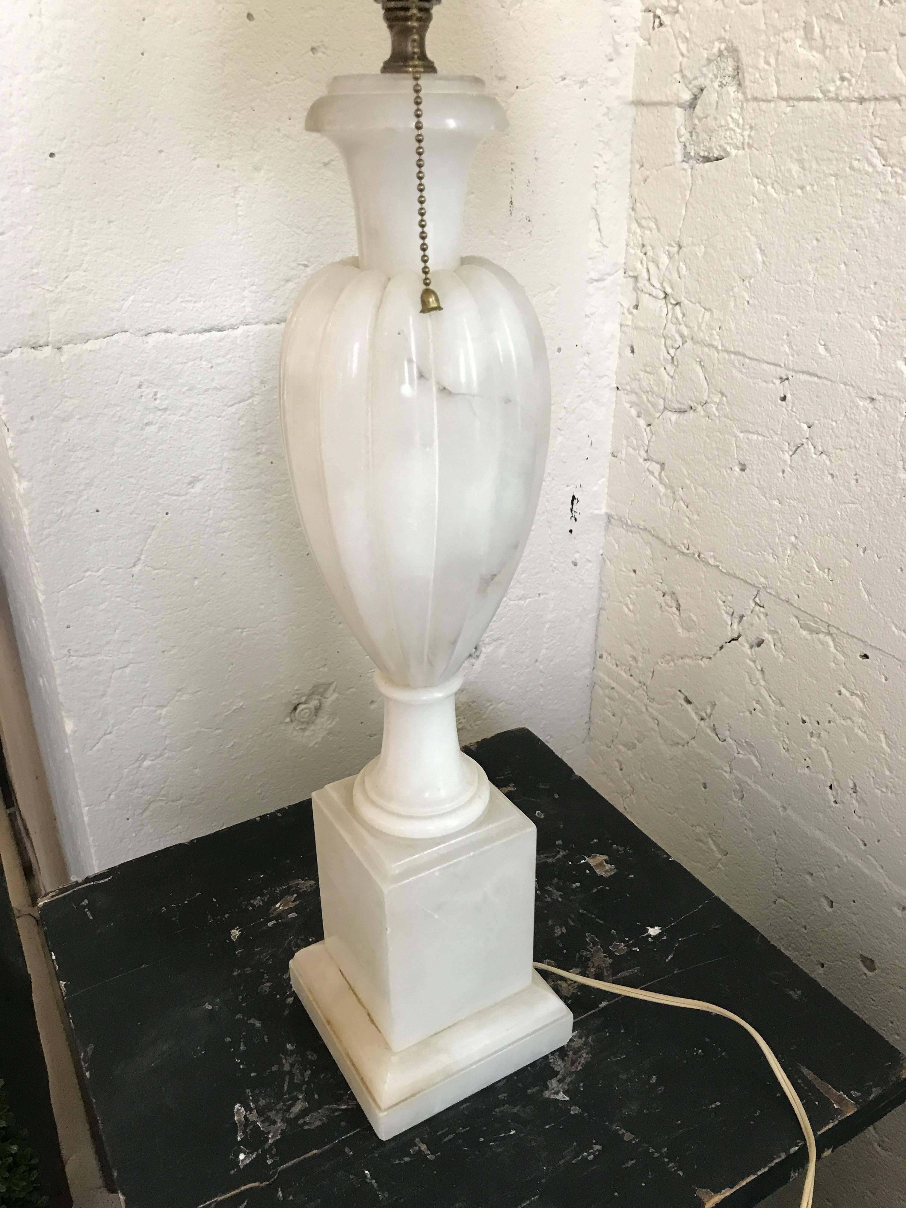 European Continental Alabaster Table Lamp For Sale