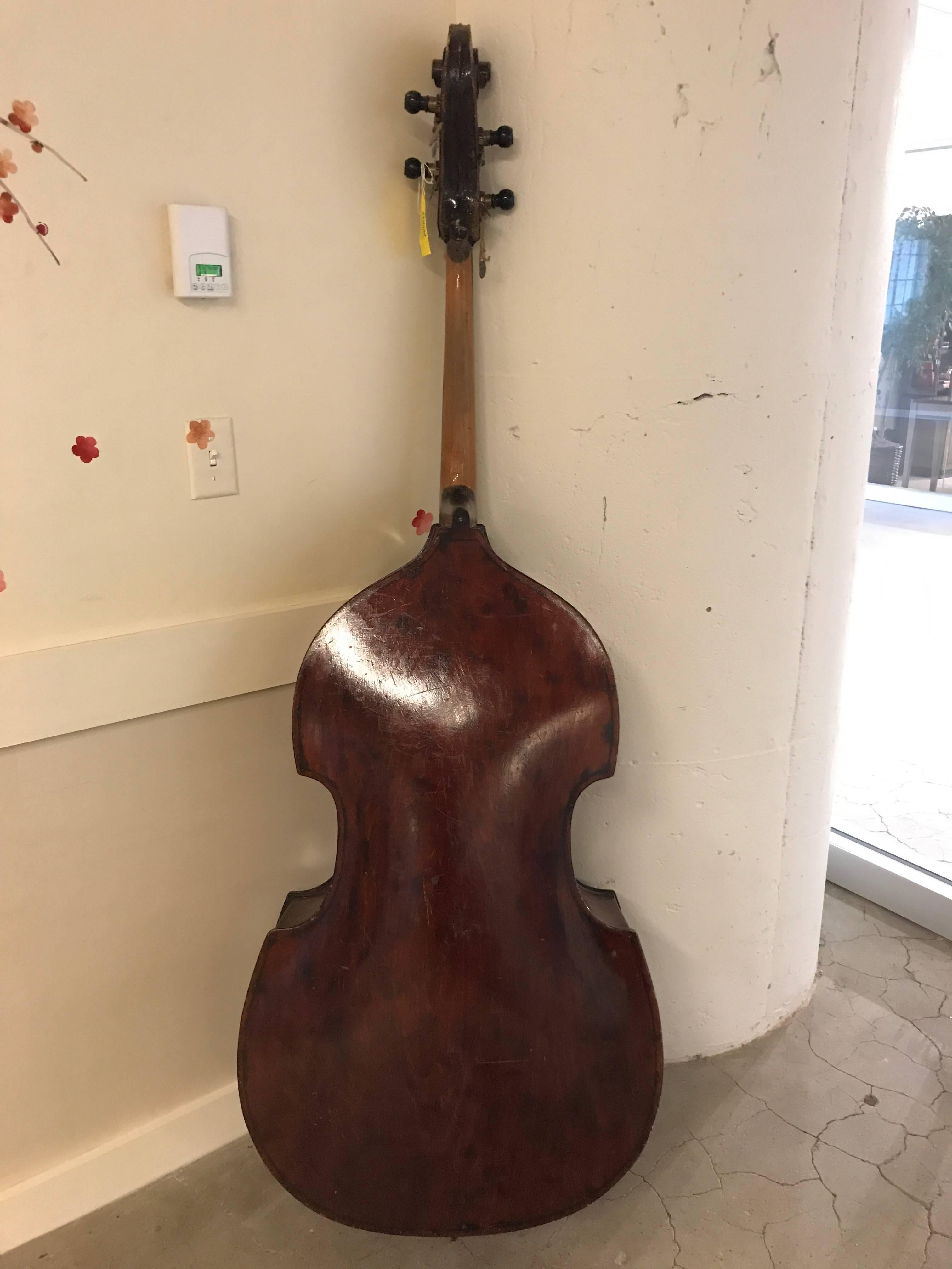 Early 20th Century Mahogany Double Bass In Excellent Condition In Boston, MA