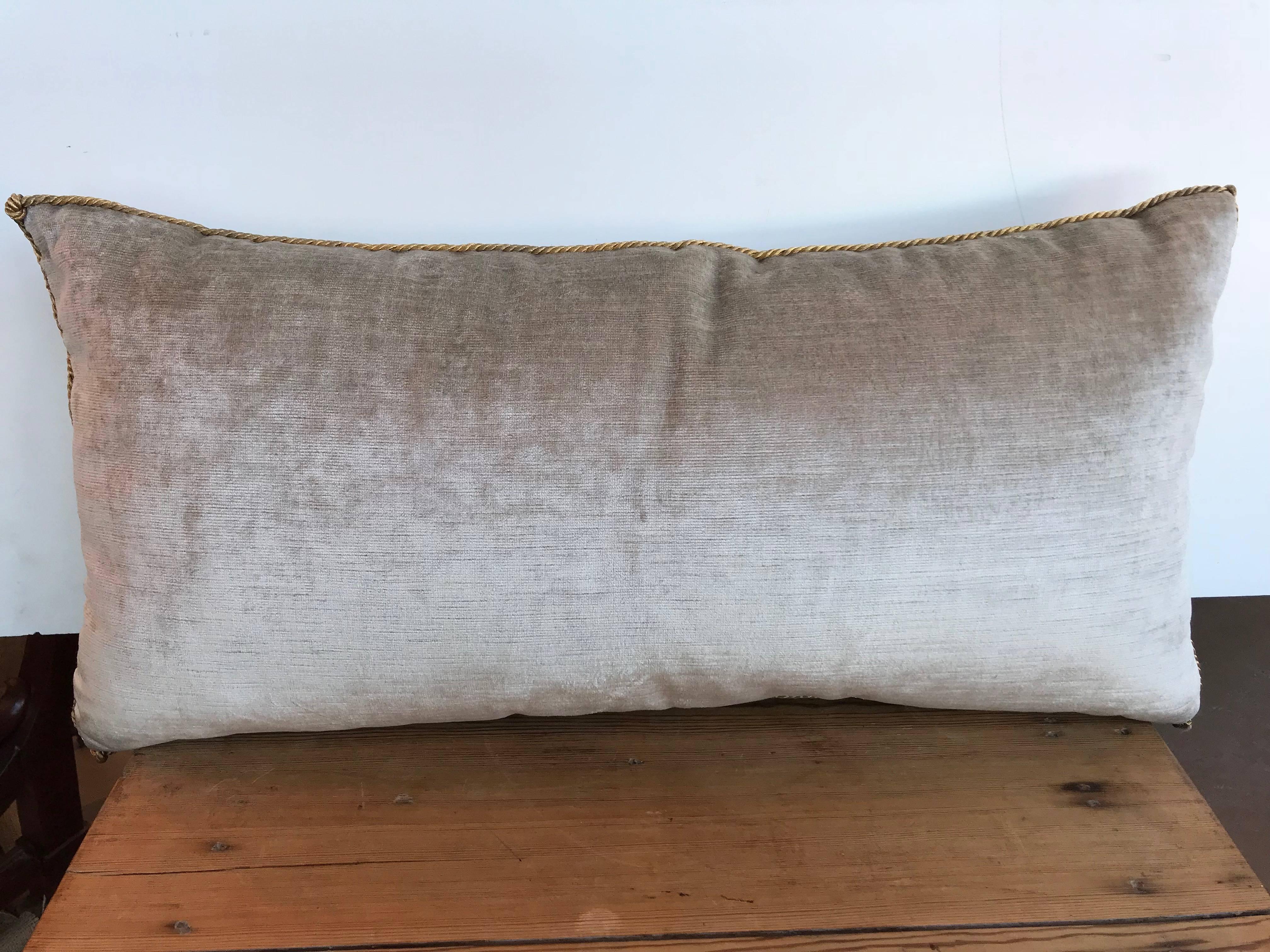 19th Century Antique European Gold Metallic Embroidery Pillow For Sale