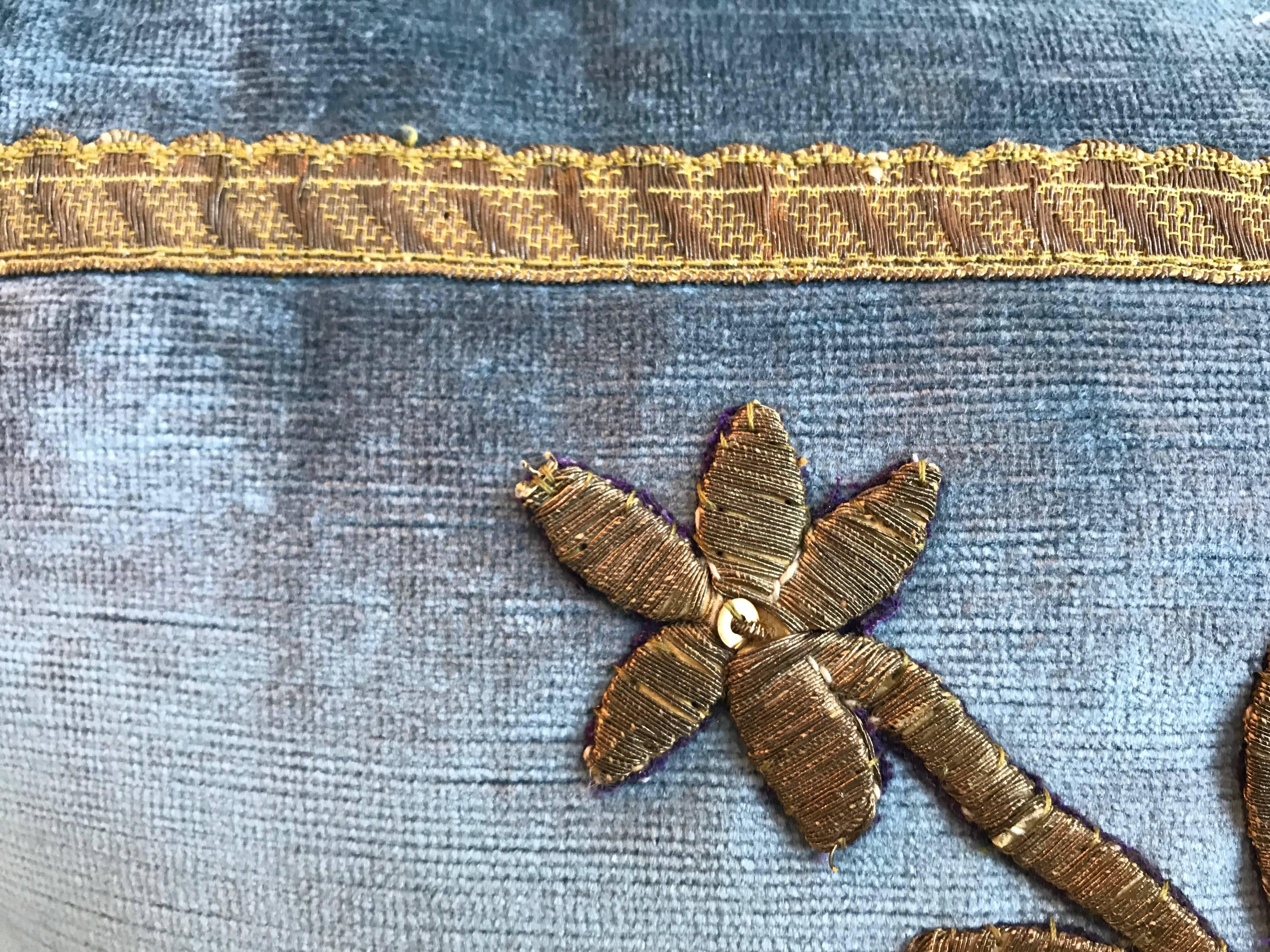 European Antique Ottoman Gold Embroidery Pillow