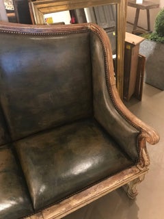 19th Century Gustavian Painted Leather Sofa