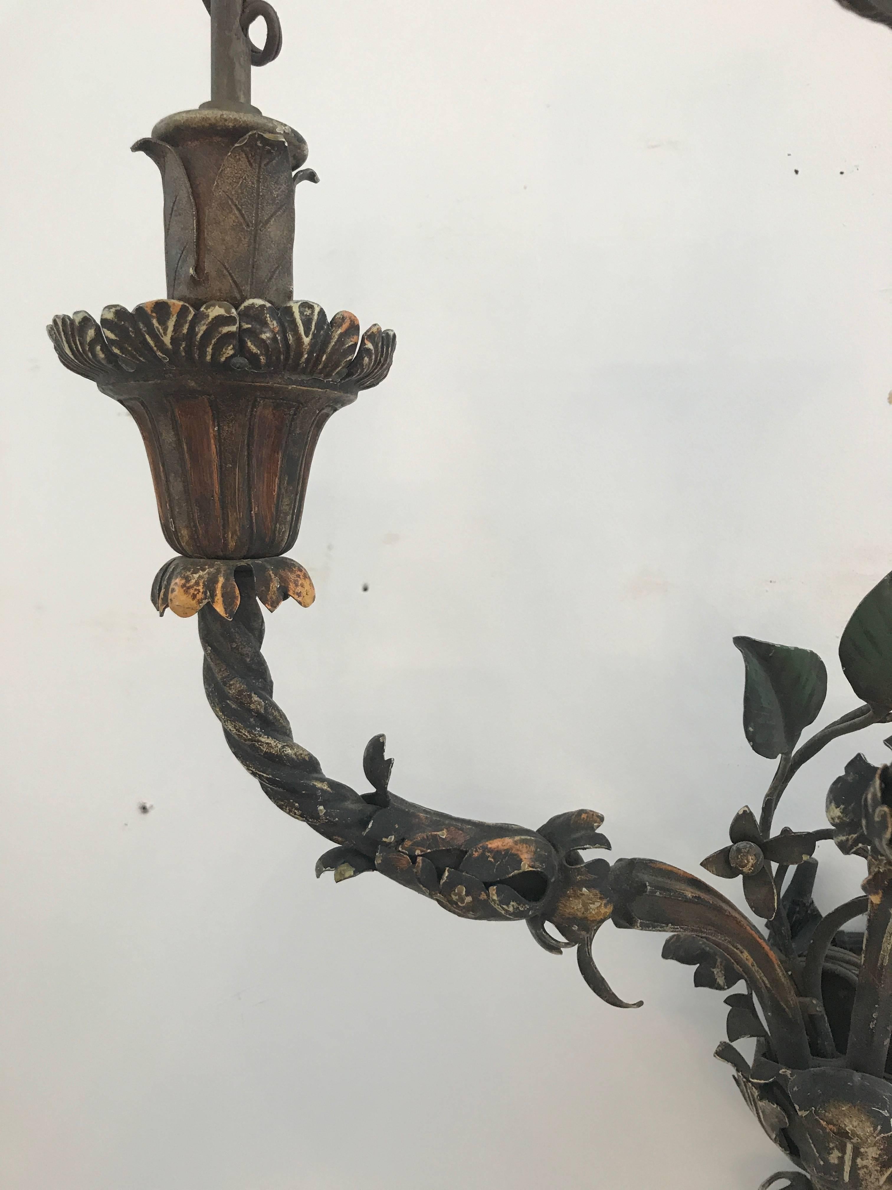 Pair of Early 20th Century Painted Iron Sconces In Good Condition In Boston, MA