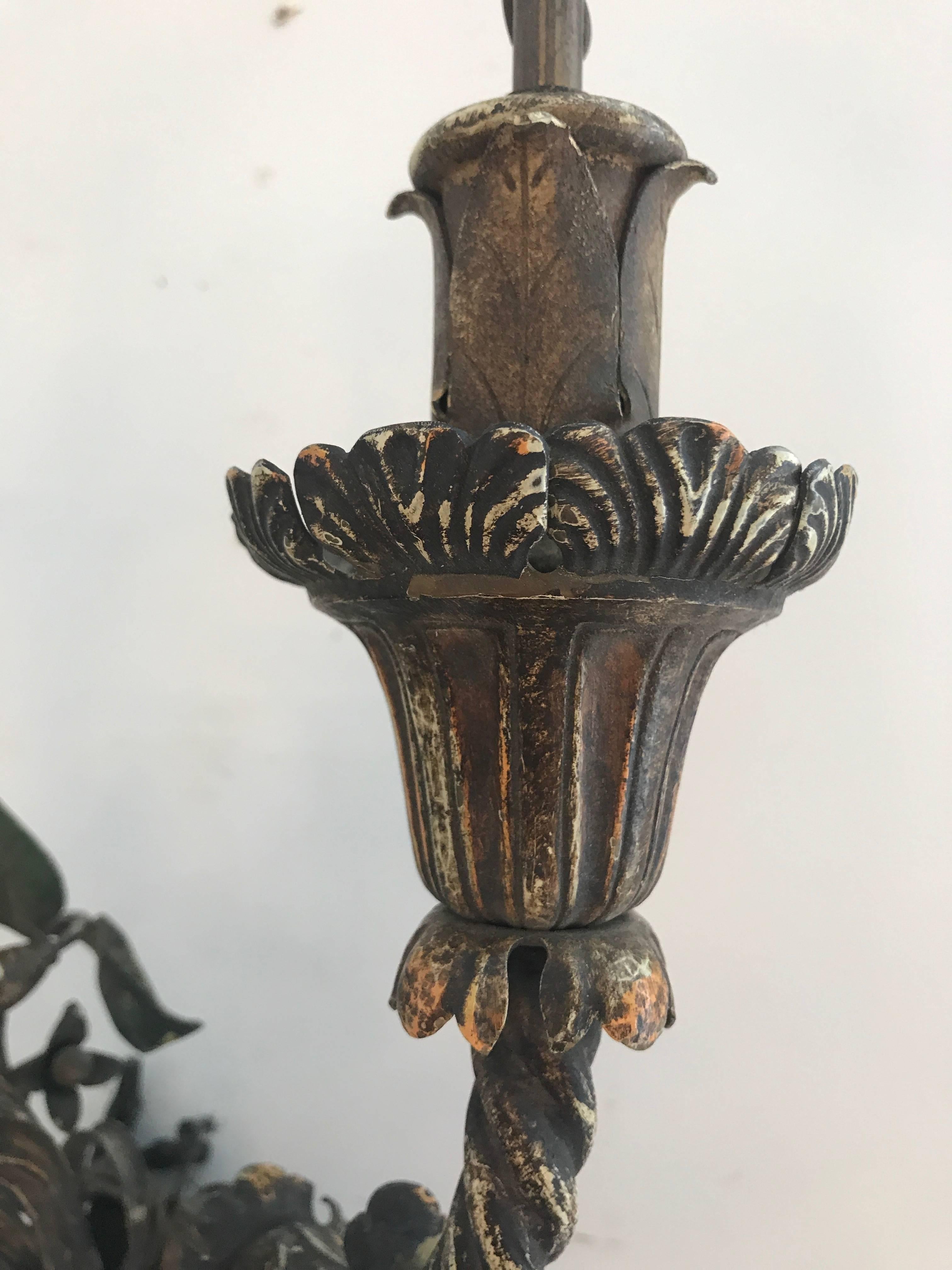 Pair of Early 20th Century Painted Iron Sconces 2