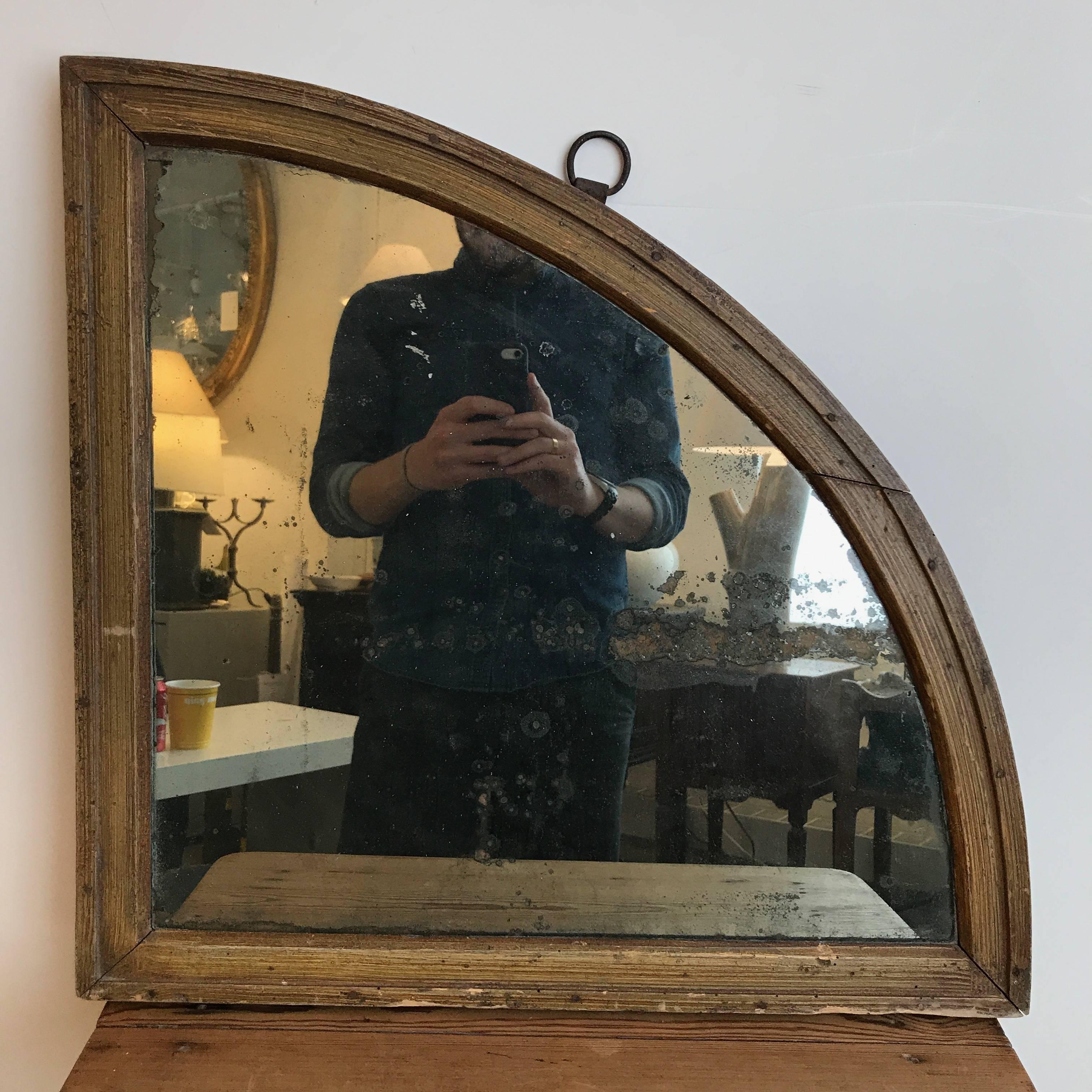 19th century, French quadrant mirror with original mercury glass.