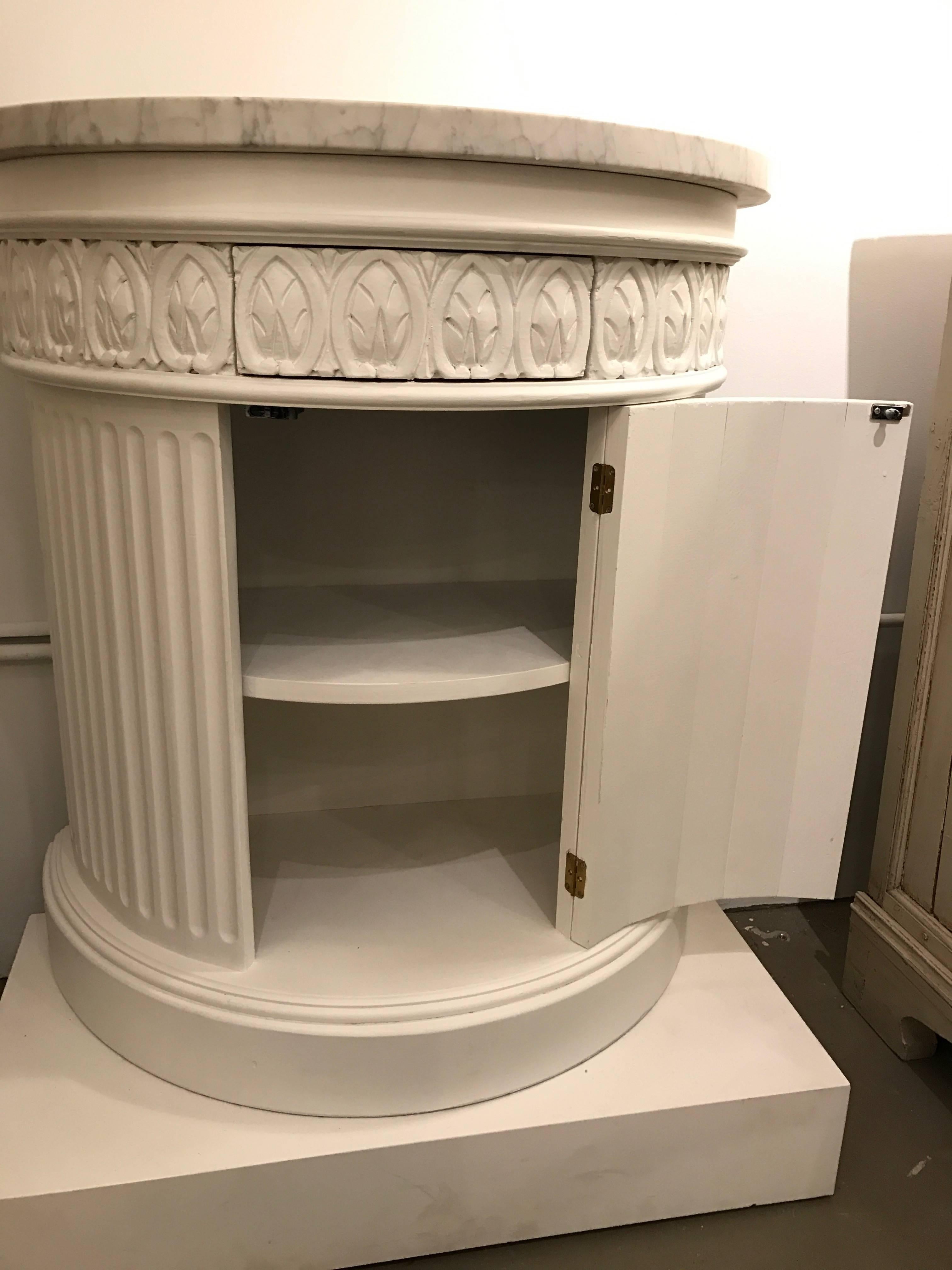 Marble-Top Column Cabinet In Excellent Condition In Boston, MA