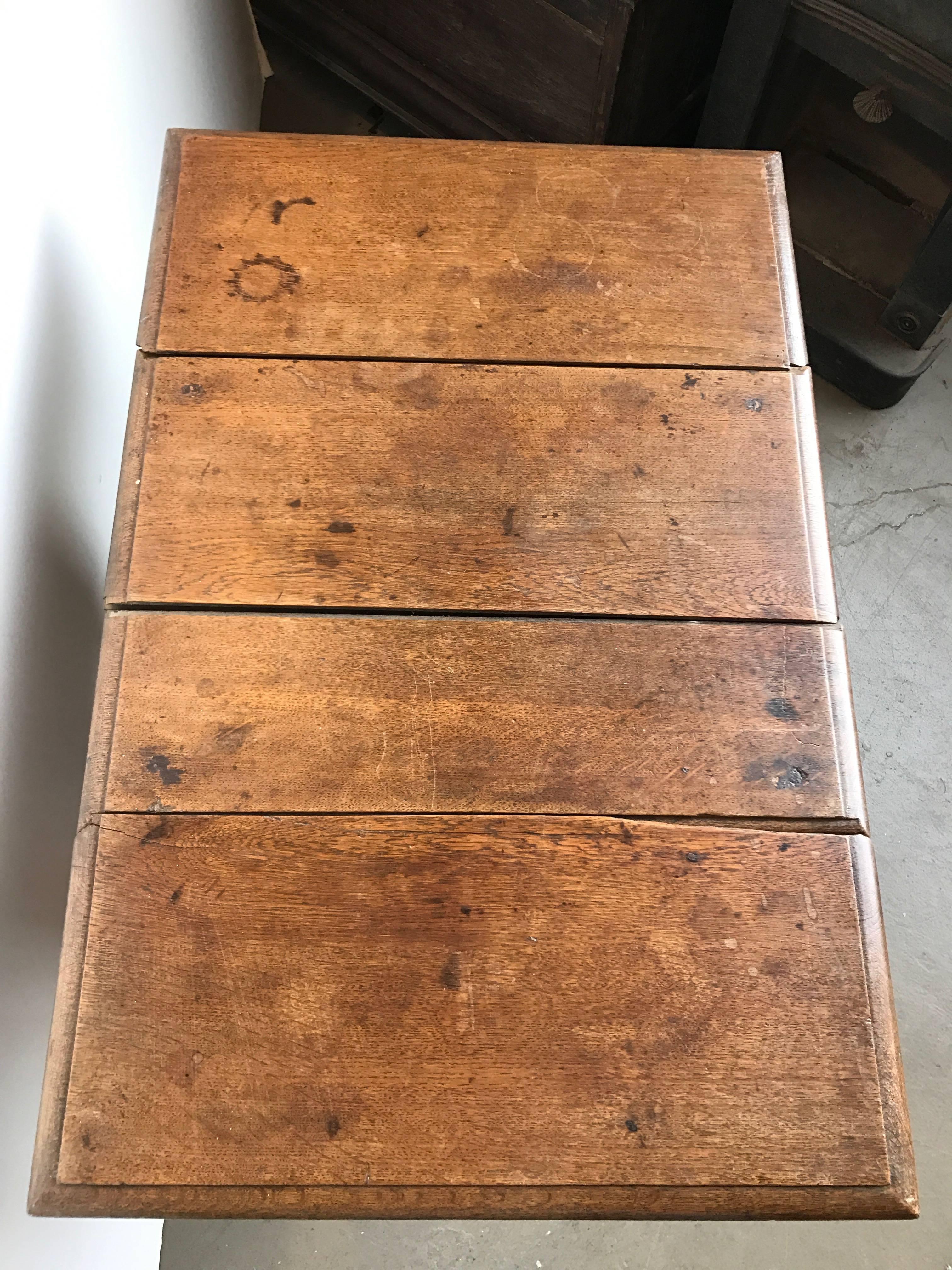 French 19th Century Barley Twist Oak Drop Leaf Work Table For Sale