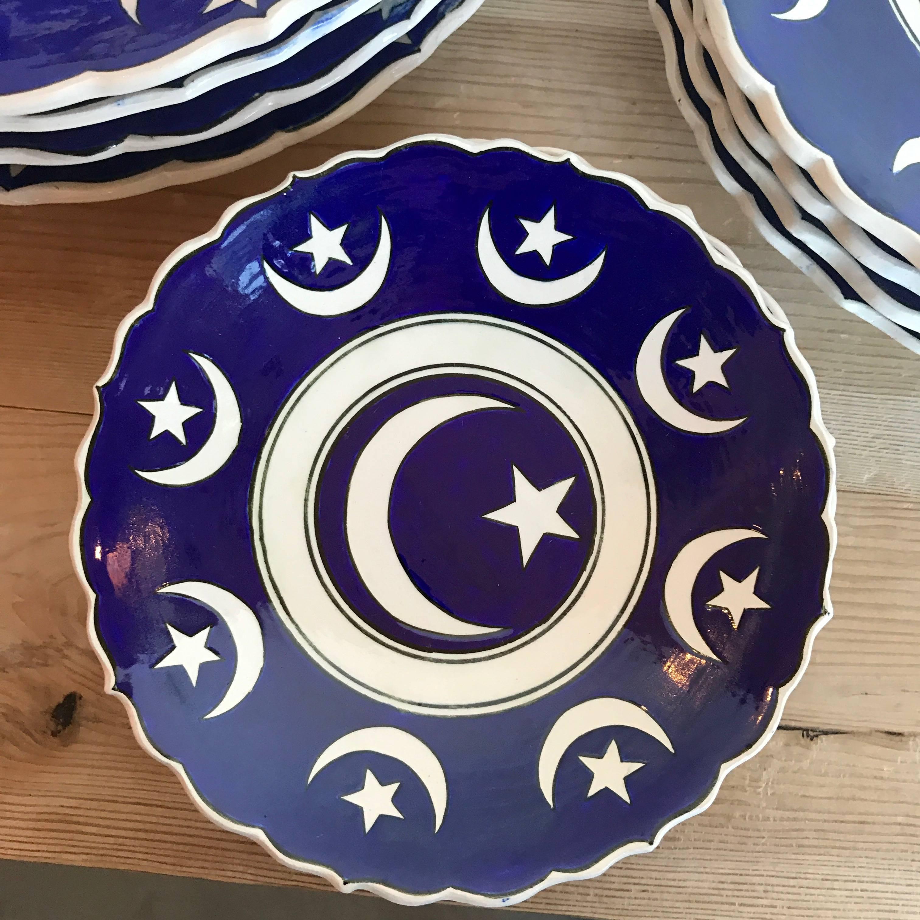 20th Century Set of 12 Hand-Painted Turkish Plates